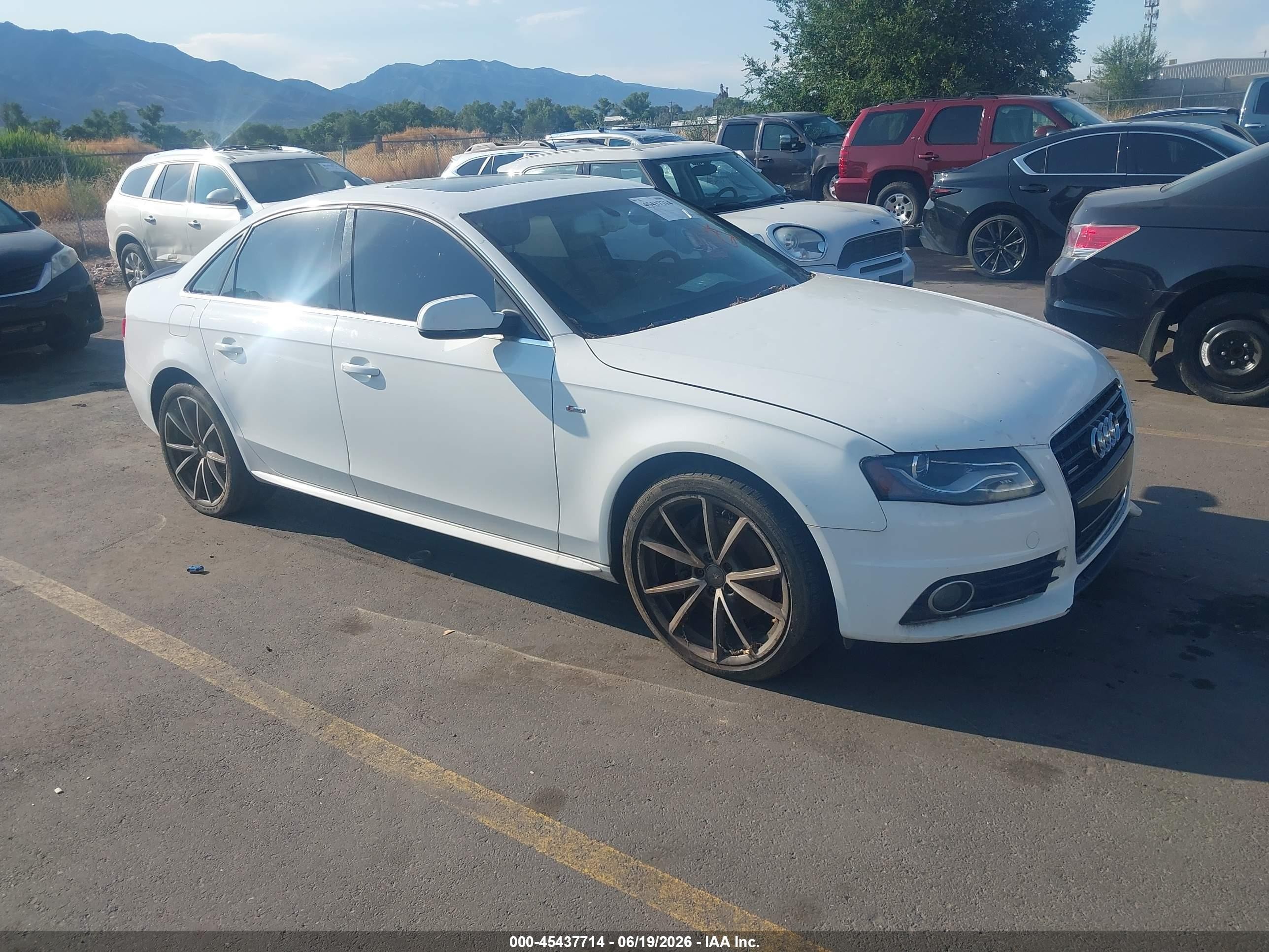 2012 Audi A4 VIN WAUFFAFL7CN016135 IAAI salvage auction — Normal Wear, Clear (Utah), sold $350 on 2026-07-09 (photo 1)