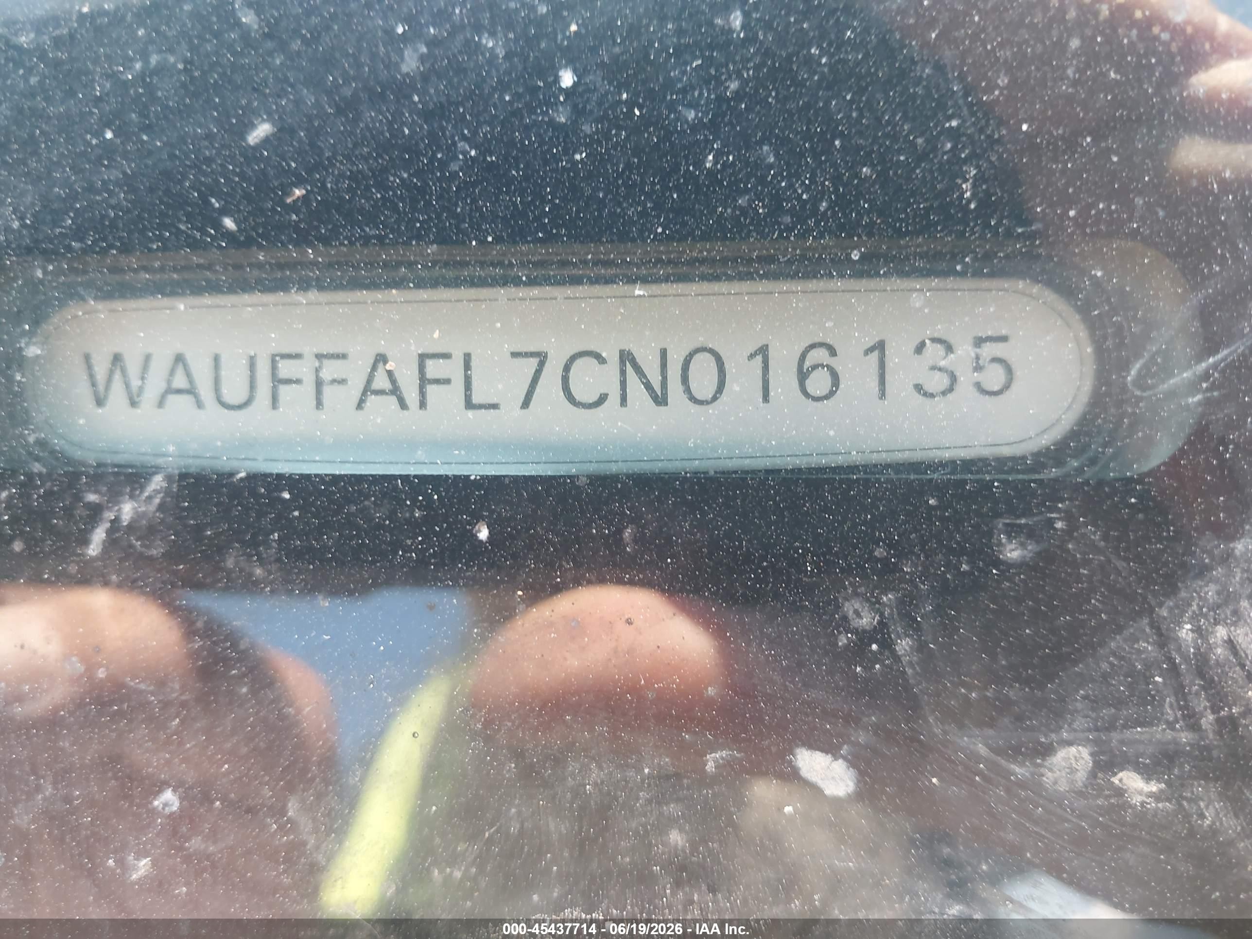 2012 Audi A4 VIN WAUFFAFL7CN016135 IAAI salvage auction — Normal Wear, Clear (Utah), sold $350 on 2026-07-09 (photo 9)