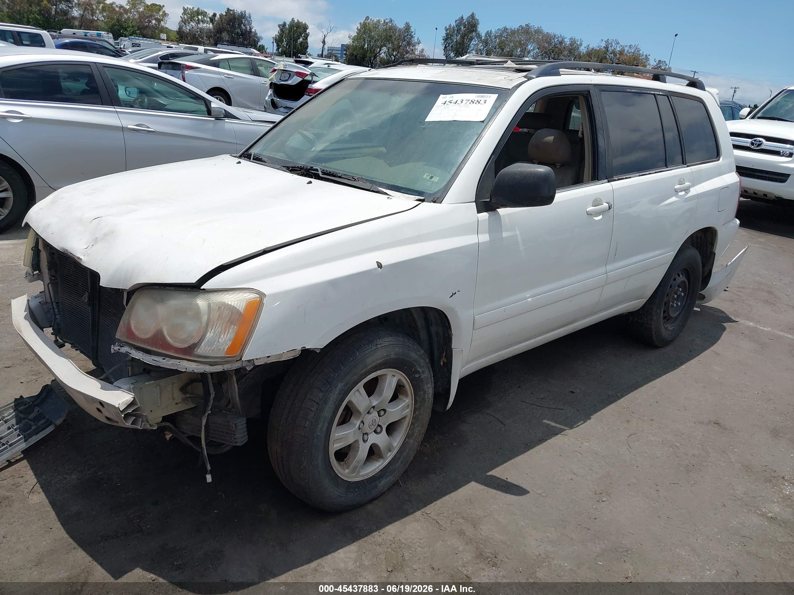 2001 Toyota Highlander VIN JTEGF21A310022684 IAAI salvage auction — Normal Wear, Salvage (California), sold $525 on 2026-07-09 (photo 2)