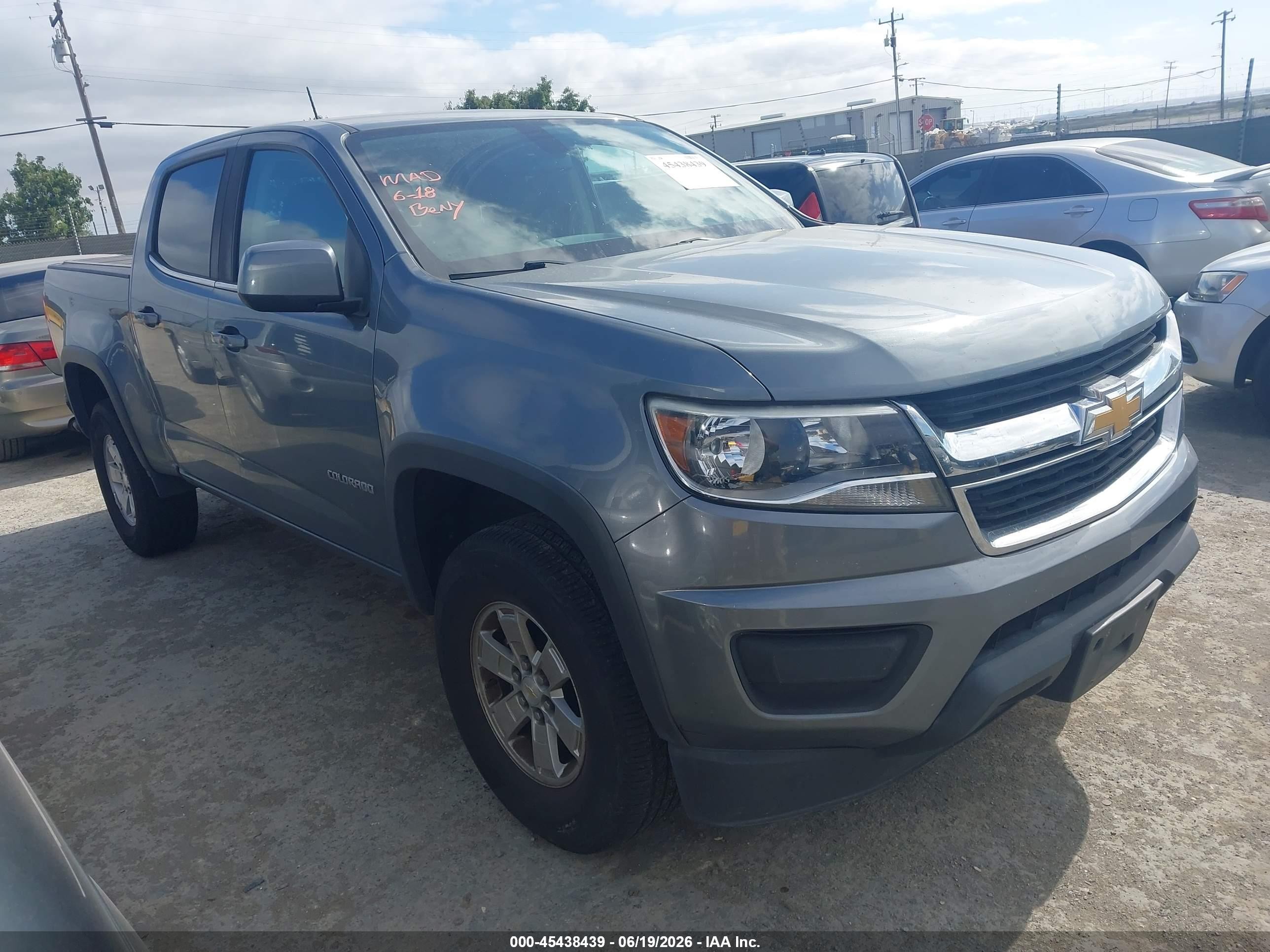 2019 Chevrolet Colorado VIN 1GCGSBENXK1245233 IAAI salvage auction — Normal Wear, Clear - Dealer Only (California), sold $9,625 on 2026-07-09 (photo 1)
