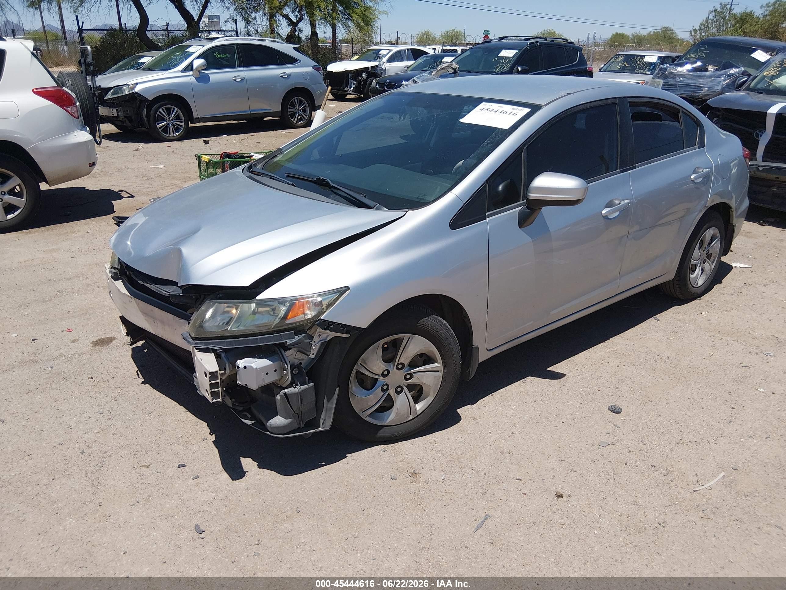 2015 Honda Civic VIN 2HGFB2F54FH553470 IAAI salvage auction — Front End, Salvage (Arizona), sold $2,700 on 2026-07-09 (photo 2)