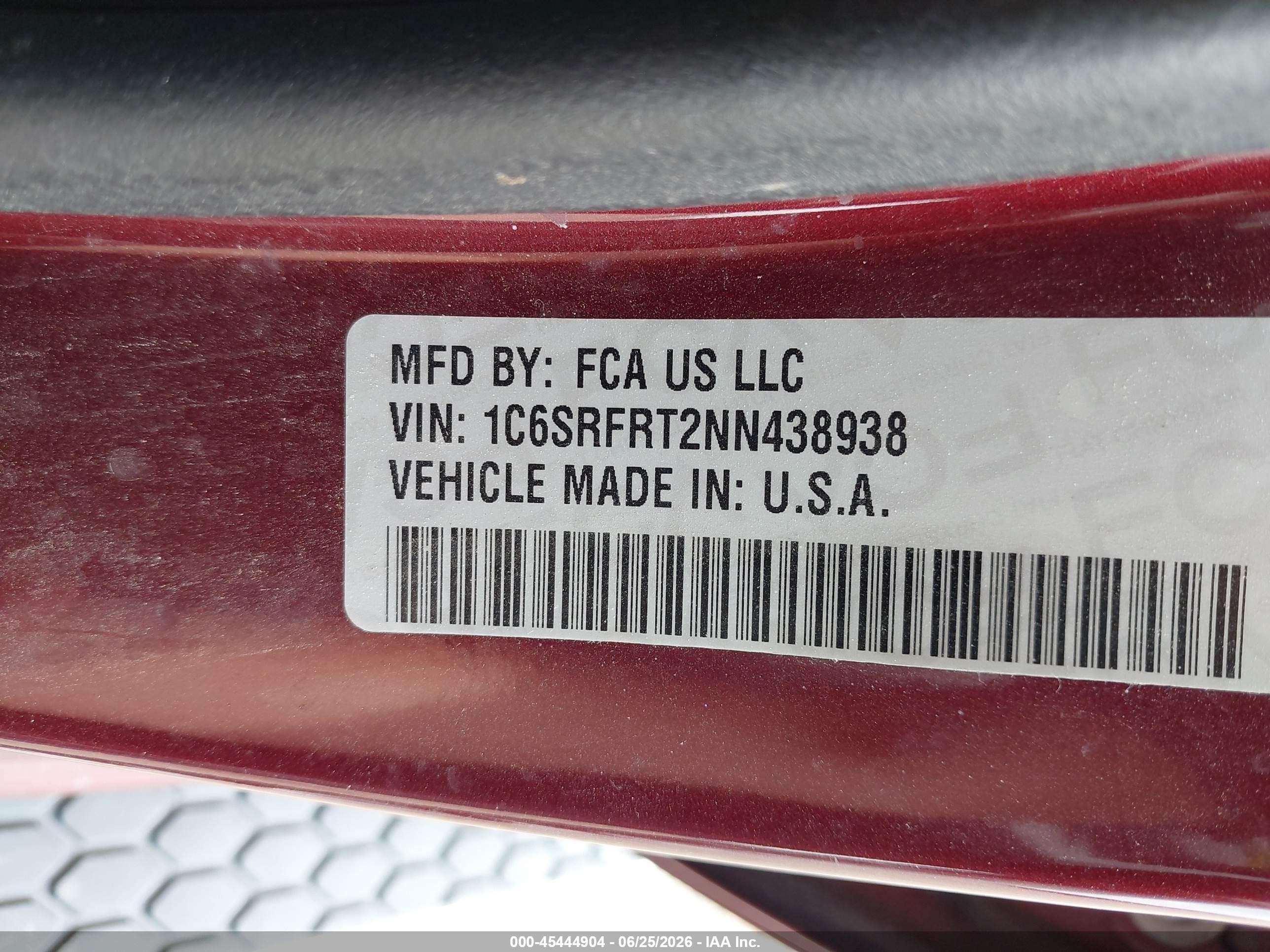 2022 Ram 1500 VIN 1C6SRFRT2NN438938 IAAI salvage auction — Water/Flood, Salvage (Texas), sold $11,000 on 2026-08-29 (photo 9)