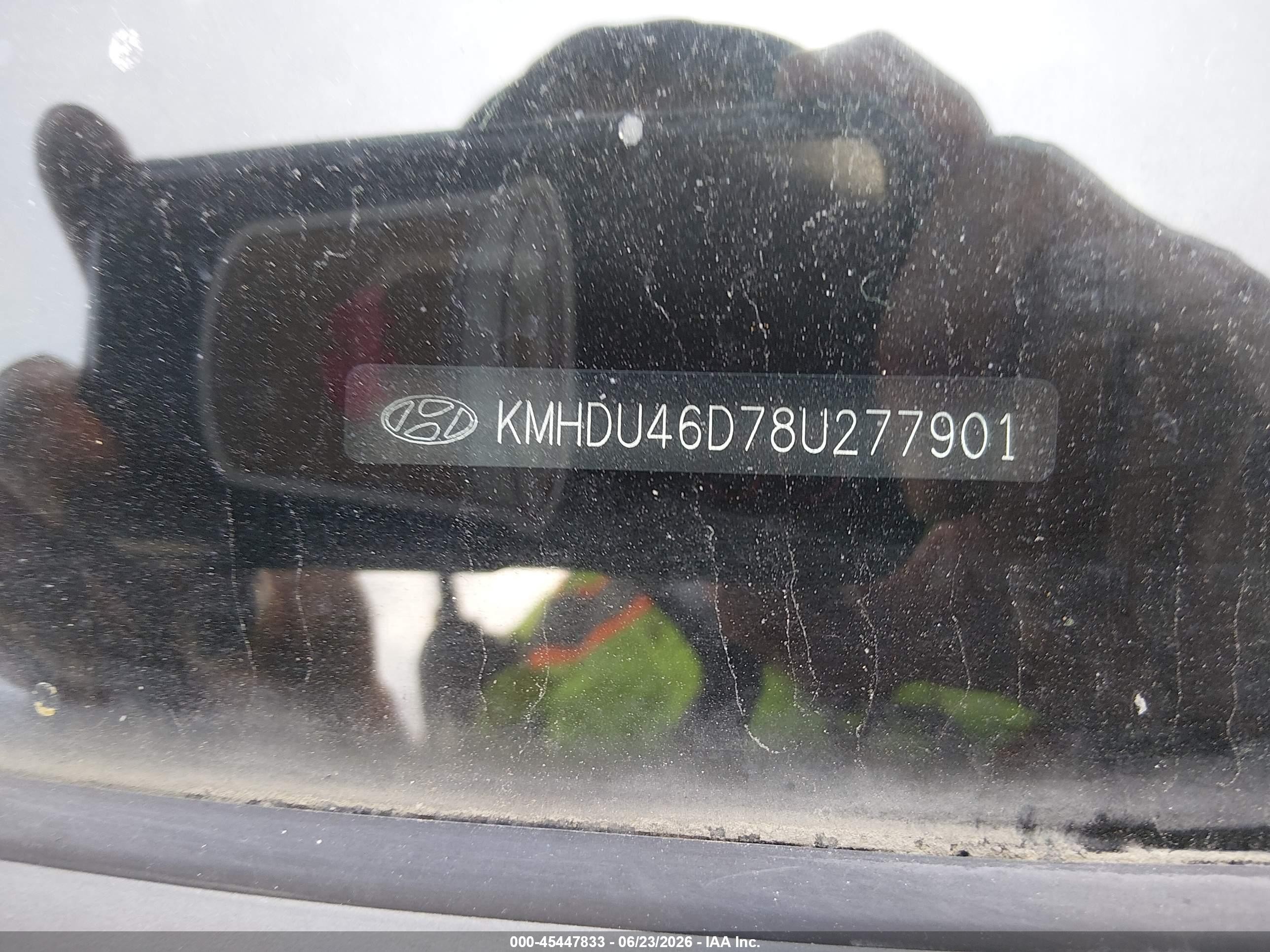 2008 Hyundai Elantra VIN KMHDU46D78U277901 IAAI salvage auction — Normal Wear, Salvage (California), sold $550 on 2026-07-09 (photo 9)