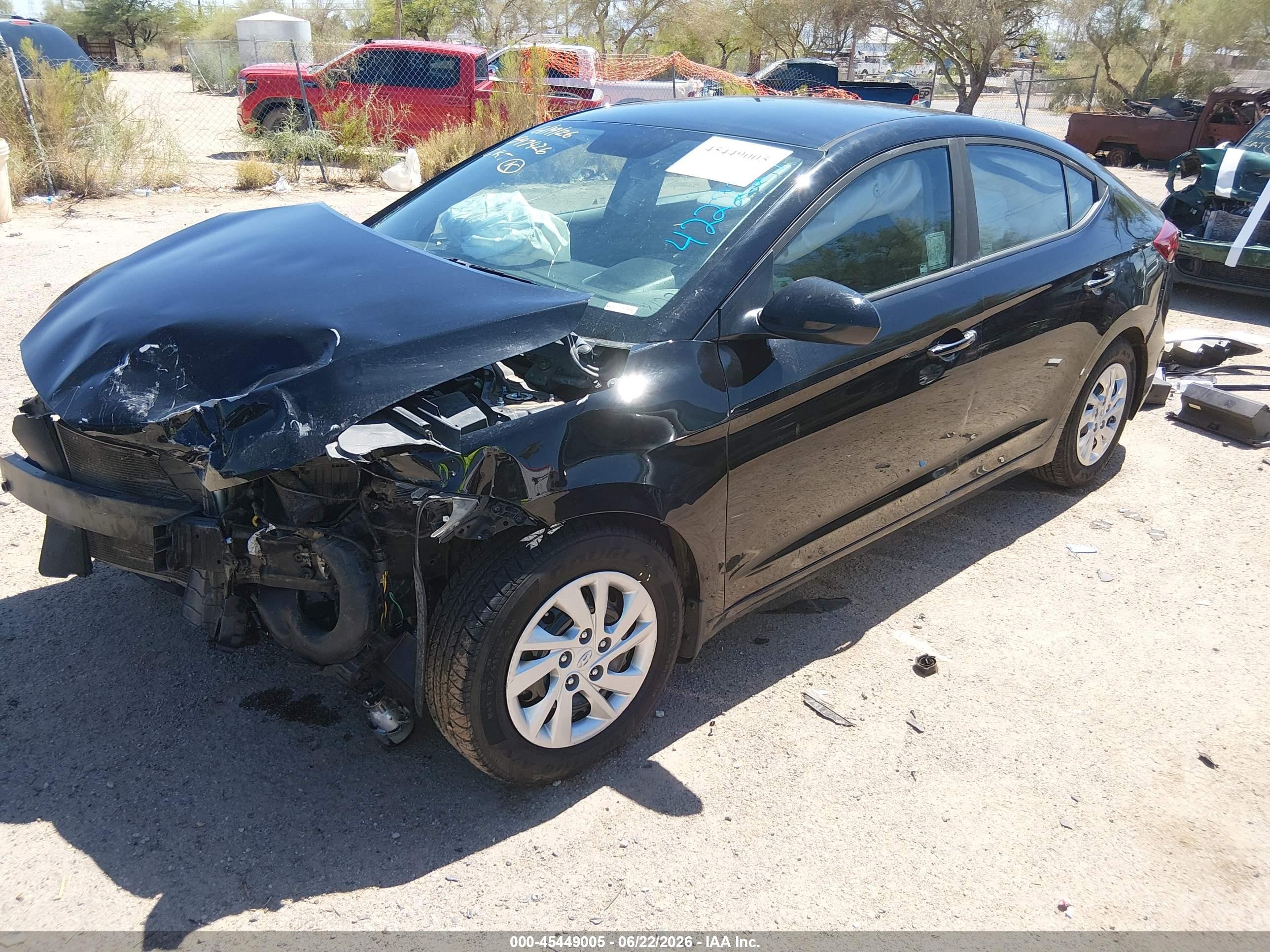 2017 Hyundai Elantra VIN KMHD74LF8HU422229 IAAI salvage auction — Front End, Salvage (Arizona), sold $525 on 2026-07-09 (photo 2)