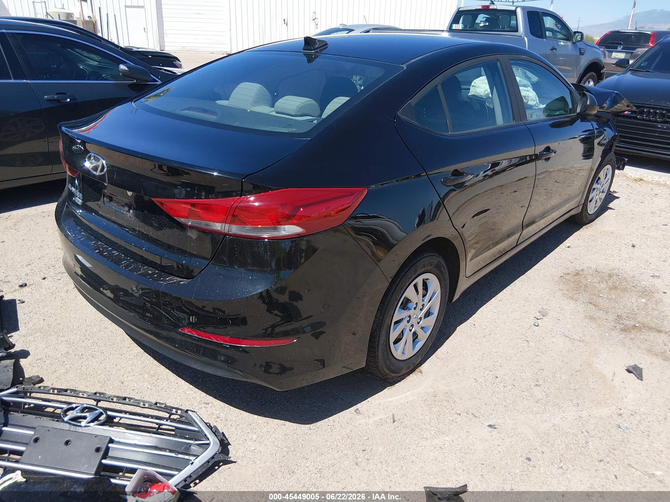 2017 Hyundai Elantra VIN KMHD74LF8HU422229 IAAI salvage auction — Front End, Salvage (Arizona), sold $525 on 2026-07-09 (photo 4)