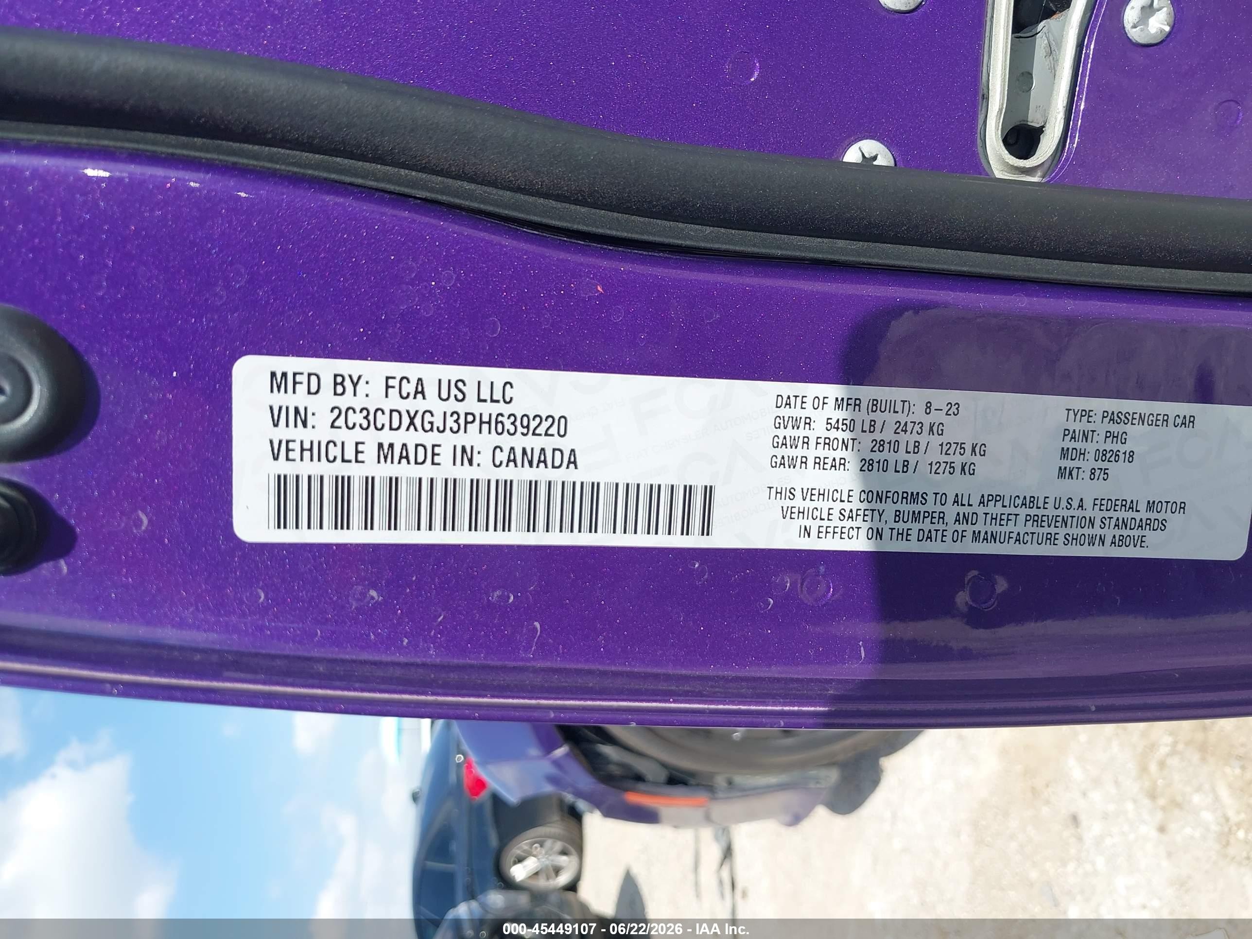2023 Dodge Charger VIN 2C3CDXGJ3PH639220 IAAI salvage auction — Front End, Salvage (Texas), sold $10,900 on 2026-09-06 (photo 9)