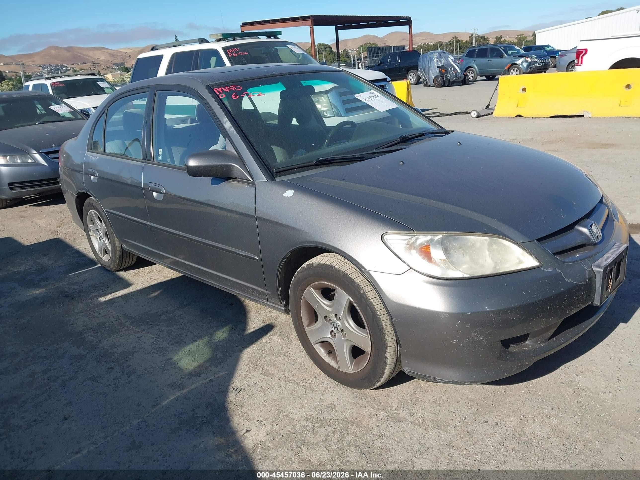 2004 Honda Civic VIN 2HGES26774H507111 IAAI salvage auction — Normal Wear, Clear - Dealer Only (California), sold $625 on 2026-07-09 (photo 1)