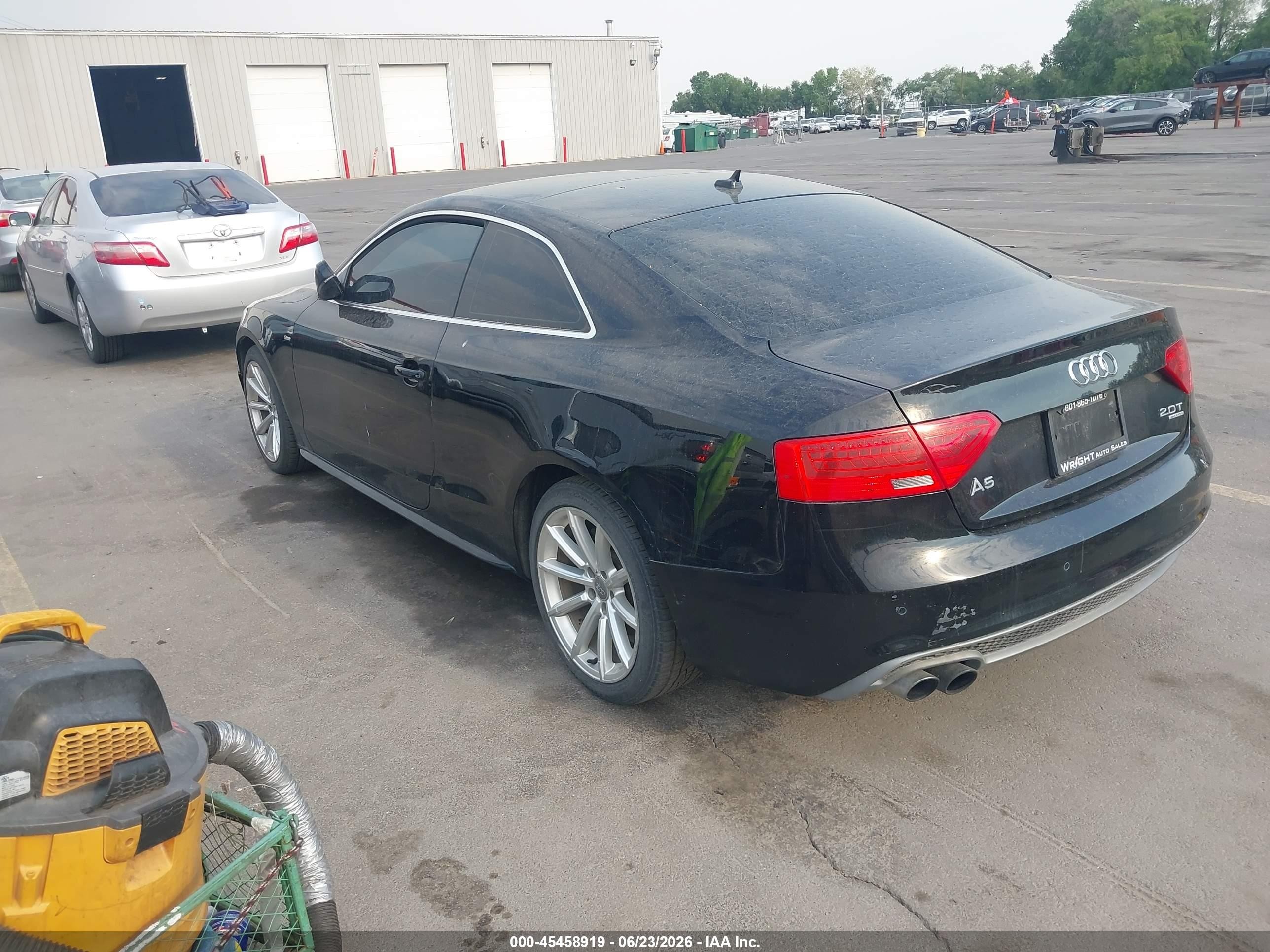 2015 Audi A5 VIN WAUMFAFR5FA011202 IAAI salvage auction — Normal Wear, Flood/Restored (Utah), sold $675 on 2026-07-09 (photo 3)