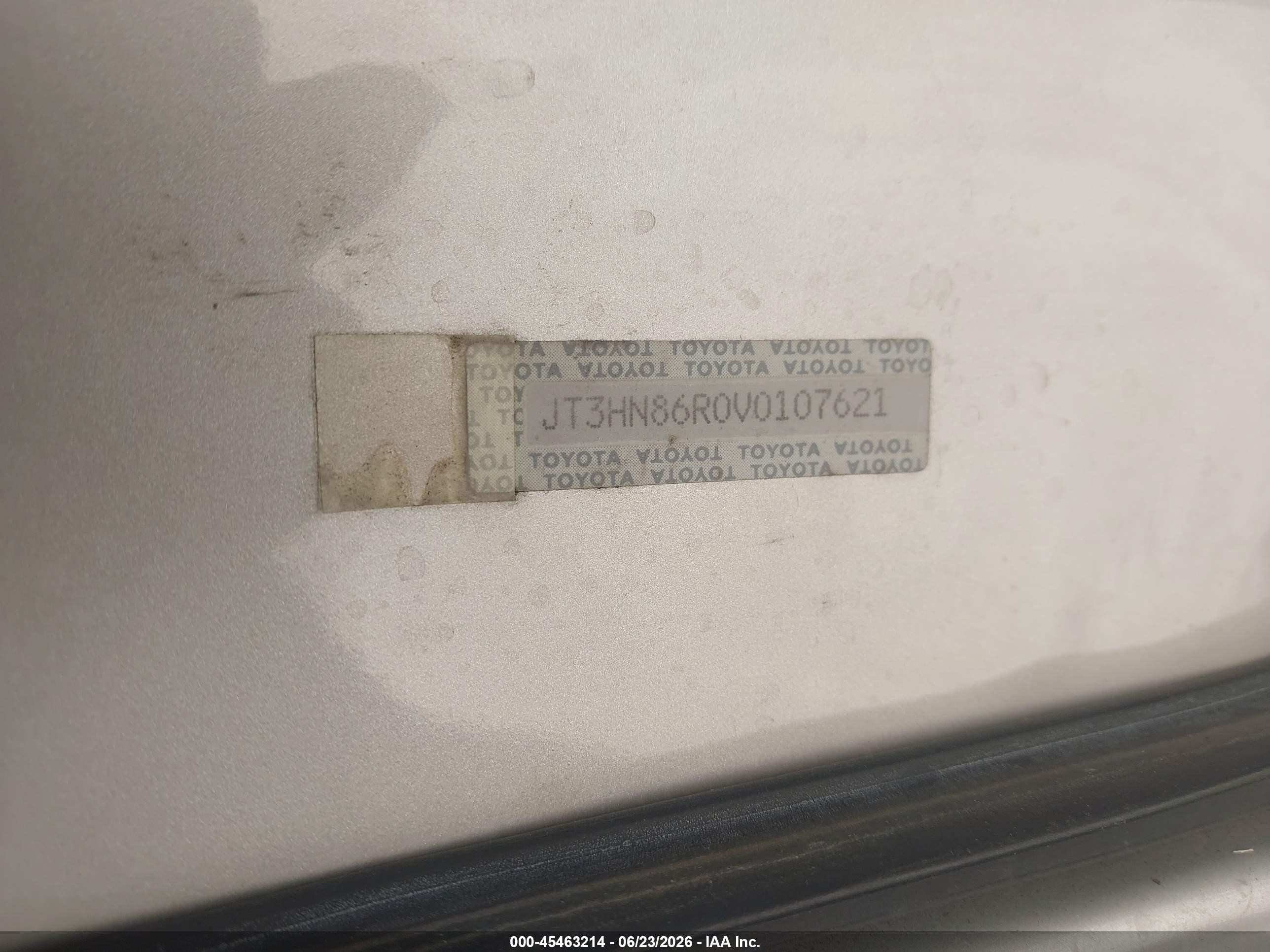 1997 Toyota 4Runner VIN JT3HN86R0V0107621 IAAI salvage auction — Normal Wear, Salvage (California), sold $975 on 2026-07-02 (photo 9)