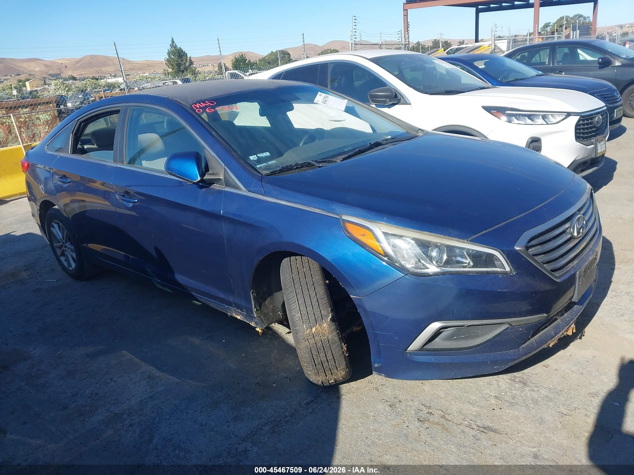 2016 Hyundai Sonata VIN 5NPE24AF3GH331341 IAAI salvage auction — Normal Wear, Clear - Dealer Only (California), sold $1,775 on 2026-07-06 (photo 1)