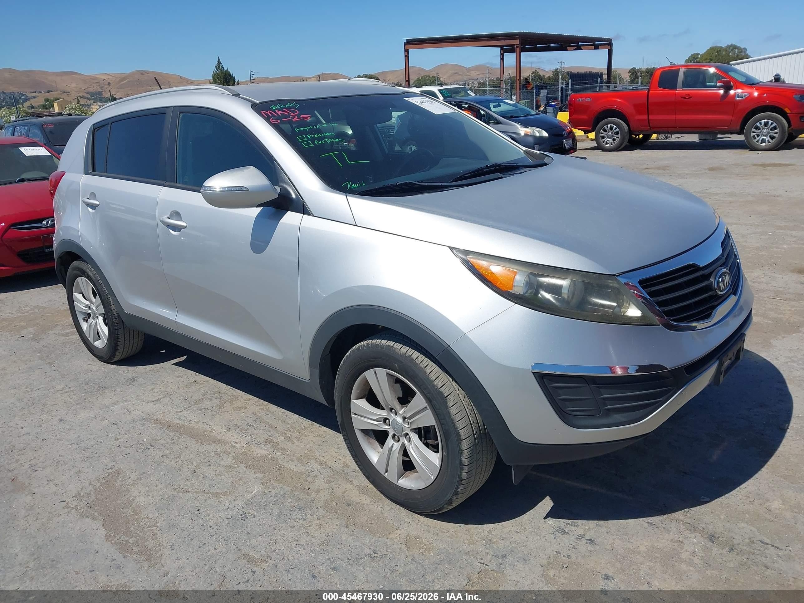 2012 Kia Sportage VIN KNDPB3A21C7225937 IAAI salvage auction — Rear End, Salvage (California), sold $2,550 on 2026-07-09 (photo 1)