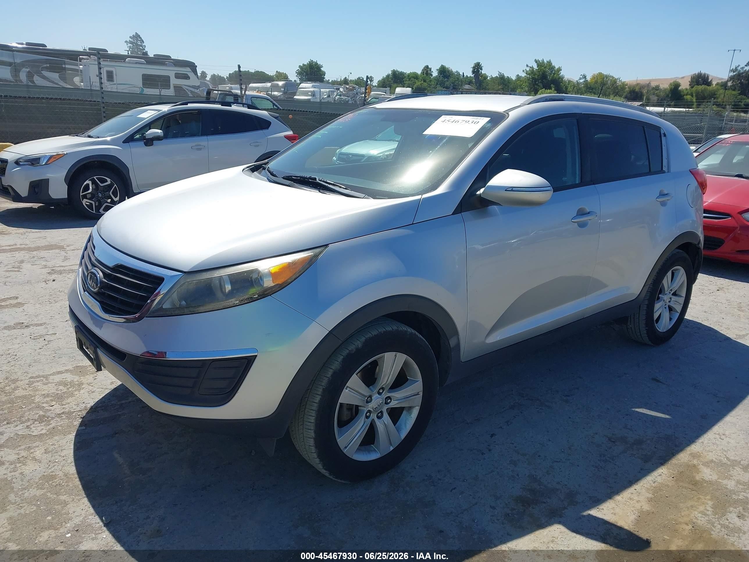 2012 Kia Sportage VIN KNDPB3A21C7225937 IAAI salvage auction — Rear End, Salvage (California), sold $2,550 on 2026-07-09 (photo 2)