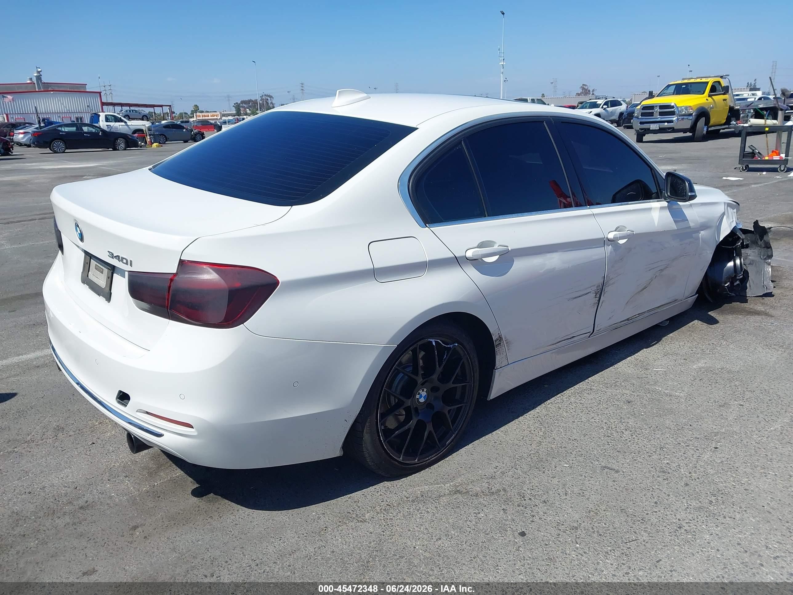 2016 BMW 3 Series VIN WBA8B3C59GK383468 IAAI salvage auction — Side, Salvage (California), sold $3,975 on 2026-07-09 (photo 4)