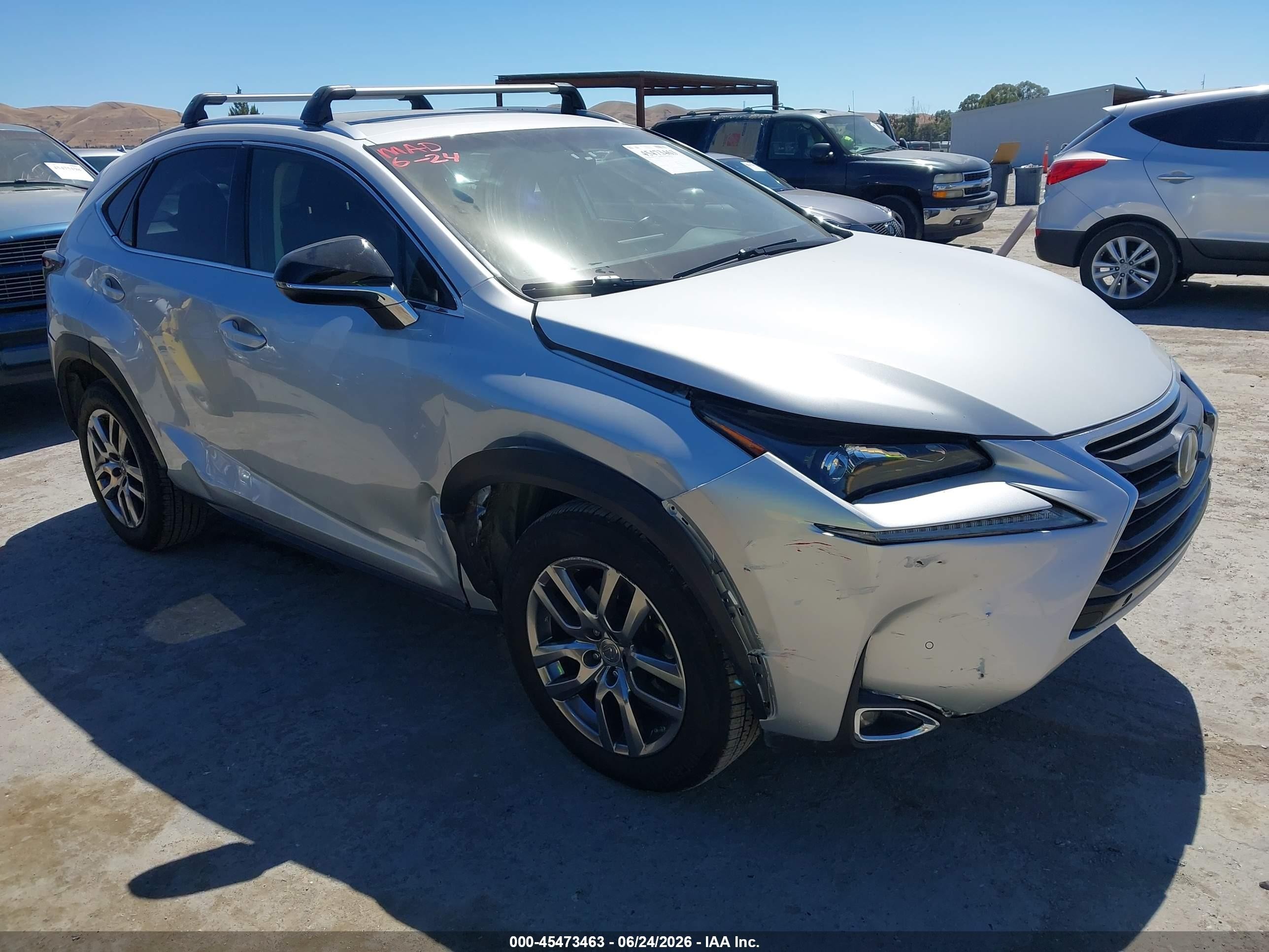 2016 Lexus NX 200t VIN JTJBARBZ9G2054723 IAAI salvage auction — Unknown, Salvage (California), sold $4,950 on 2026-07-09 (photo 1)