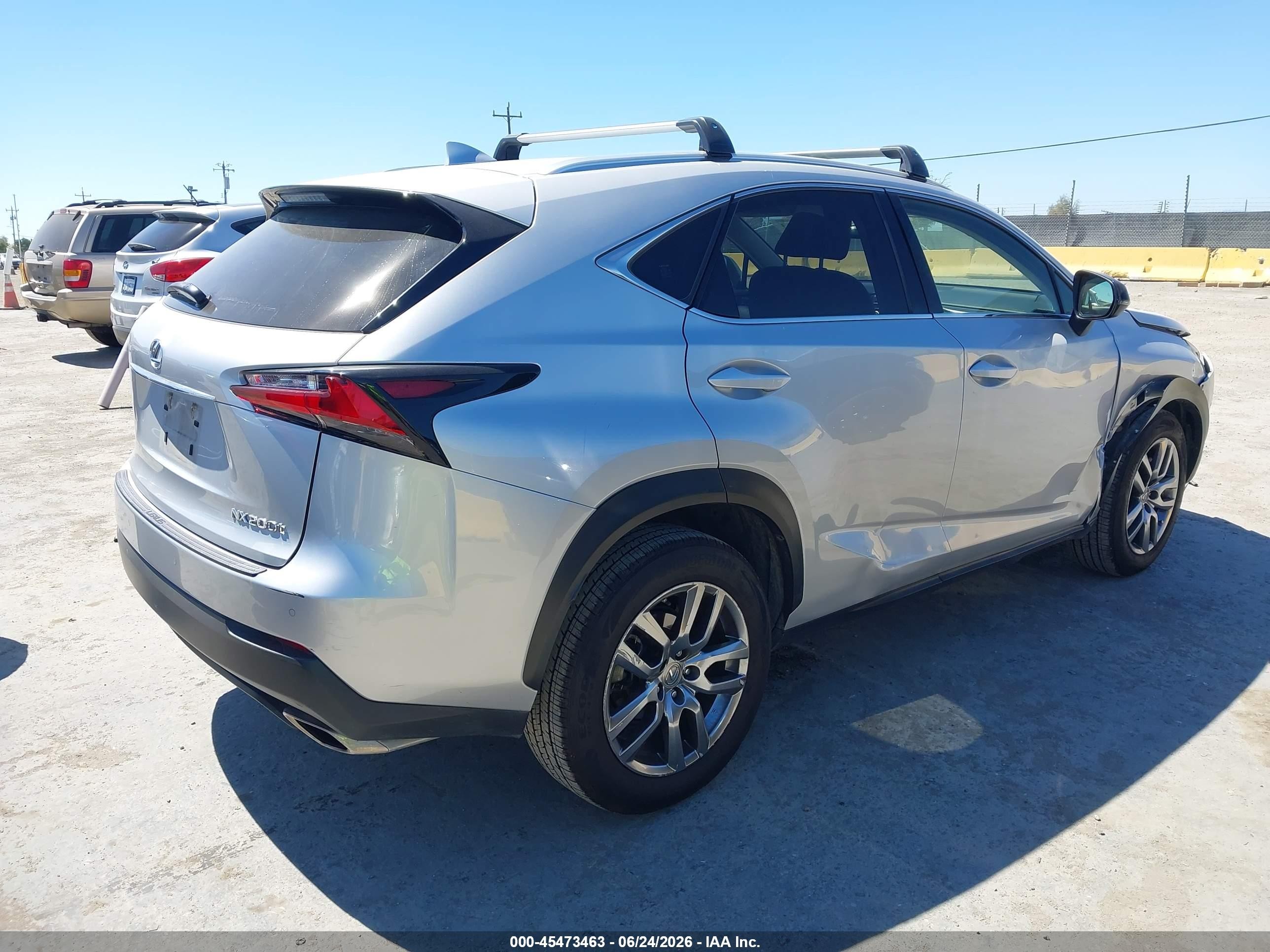 2016 Lexus NX 200t VIN JTJBARBZ9G2054723 IAAI salvage auction — Unknown, Salvage (California), sold $4,950 on 2026-07-09 (photo 4)
