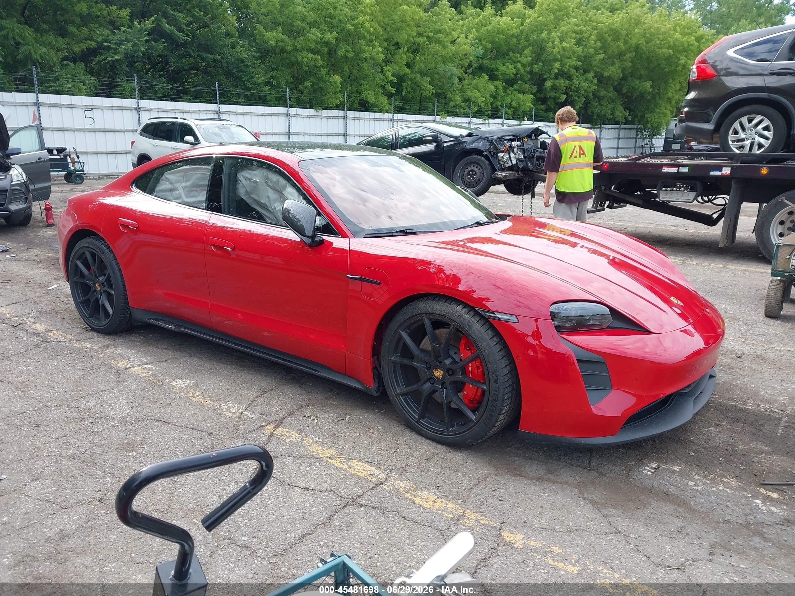 2023 Porsche Taycan VIN WP0AD2Y16PSA47181 IAAI salvage auction — Unknown, Scrap (Michigan), sold $25,000 on 2026-08-10 (photo 1)