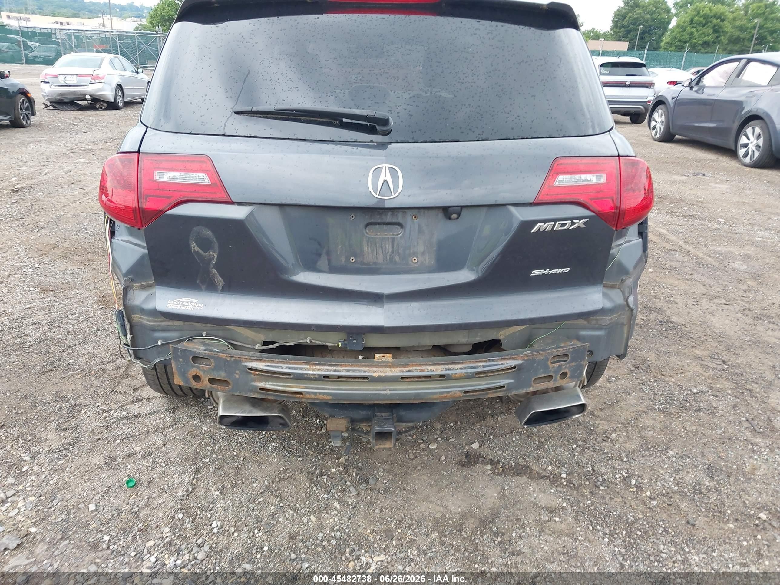 2013 Acura MDX VIN 2HNYD2H34DH524734 IAAI salvage auction — Rear End, Salvage (Pennsylvania), sold $1,050 on 2026-07-07 (photo 6)