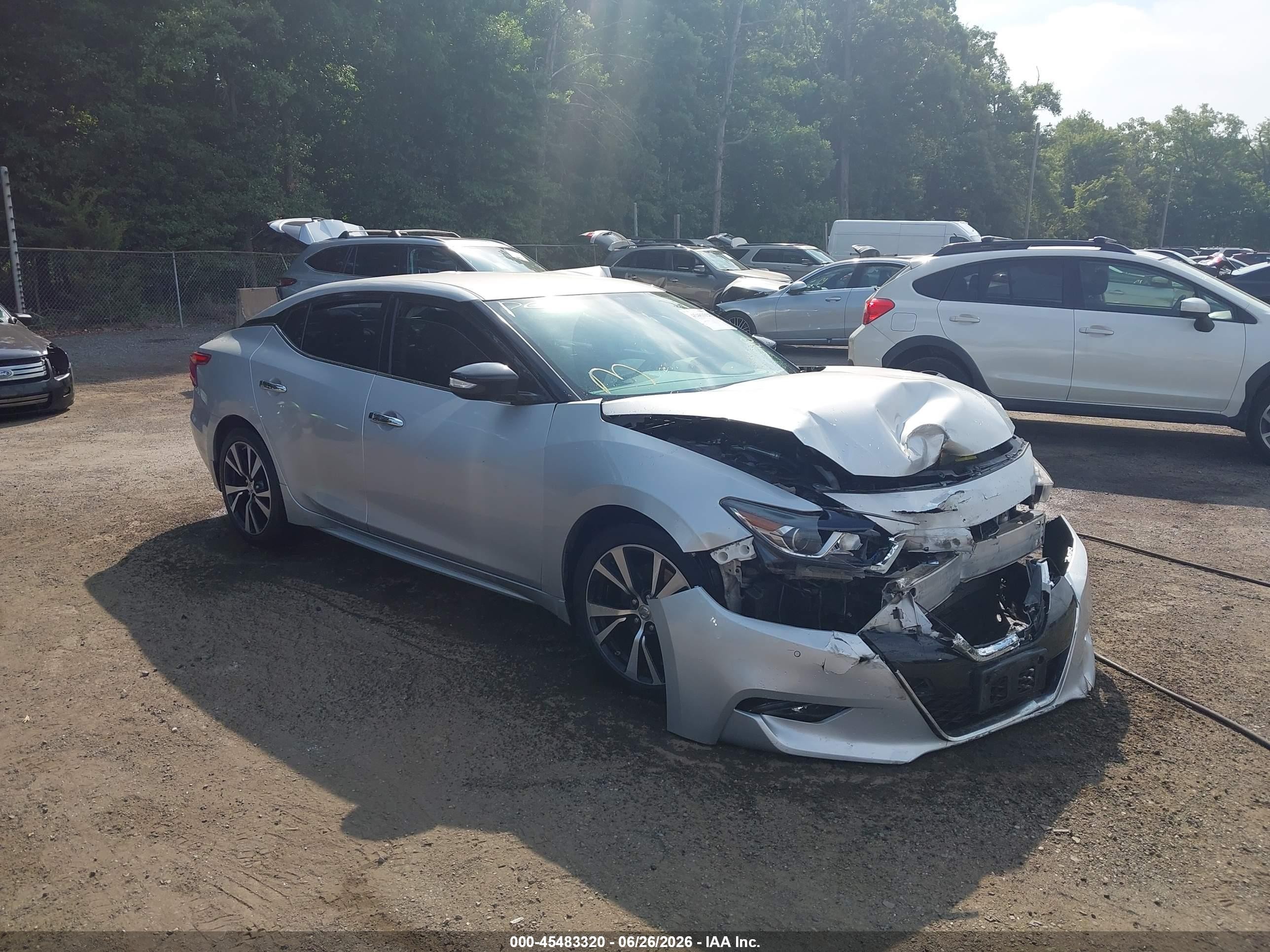 2018 Nissan Maxima VIN 1N4AA6AP7JC393999 IAAI salvage auction — Front End, Salvage - Greater Than 75% (Maryland), sold $1,000 on 2026-09-04 (photo 1)