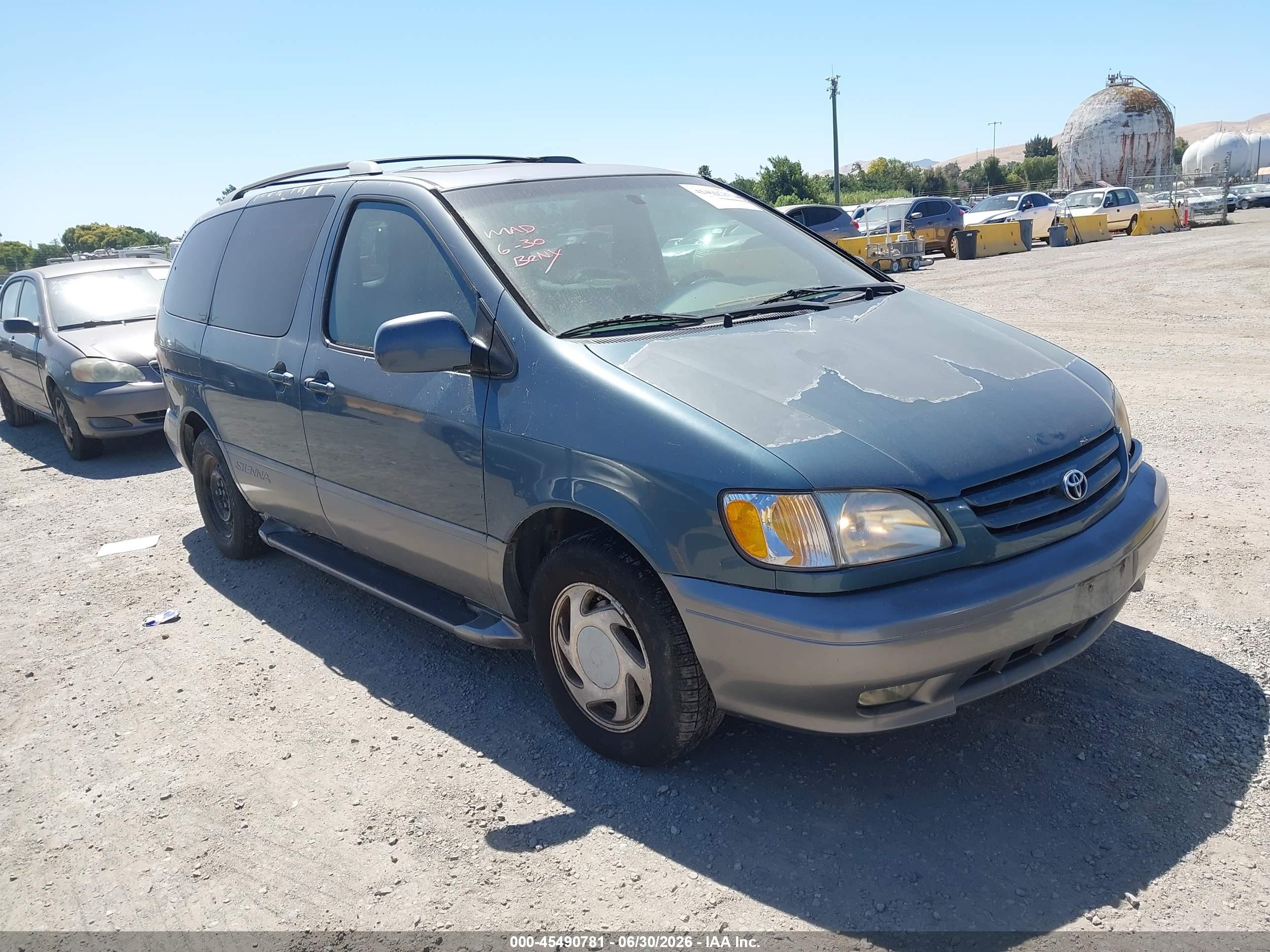 2002 Toyota Sienna VIN 4T3ZF13C72U421505 IAAI salvage auction — Normal Wear, Clear - Dealer Only (California), sold $350 on 2026-07-09 (photo 1)