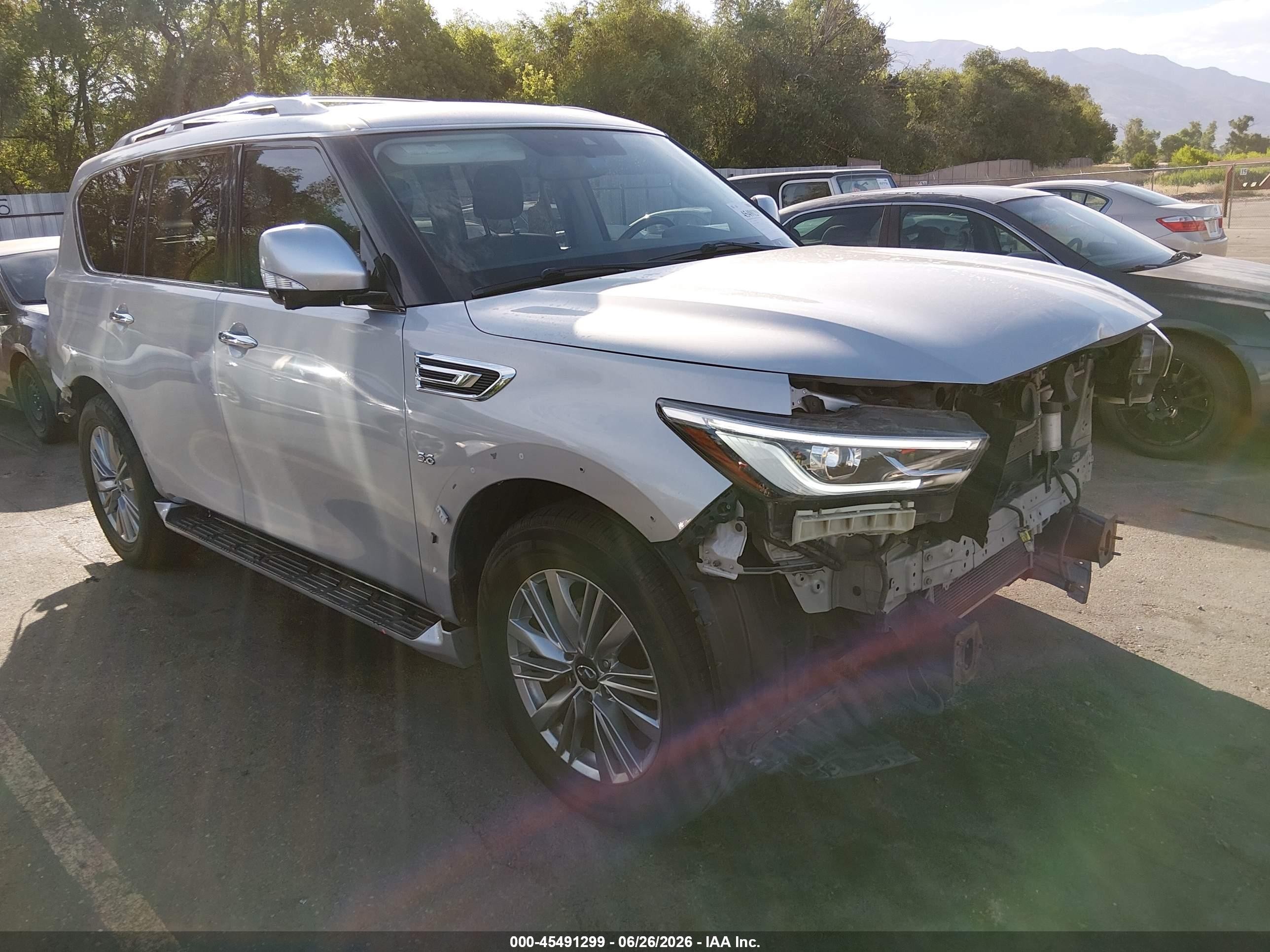 2019 Infiniti Qx80 VIN JN8AZ2NF7K9686981 IAAI salvage auction — Front End, Salvage (Utah), sold $4,500 on 2026-09-05 (photo 1)