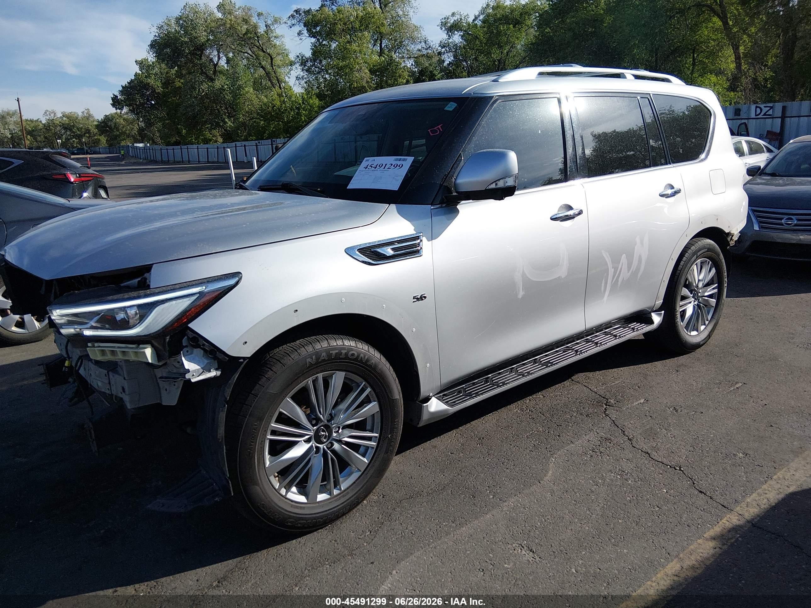 2019 Infiniti Qx80 VIN JN8AZ2NF7K9686981 IAAI salvage auction — Front End, Salvage (Utah), sold $4,500 on 2026-09-05 (photo 2)