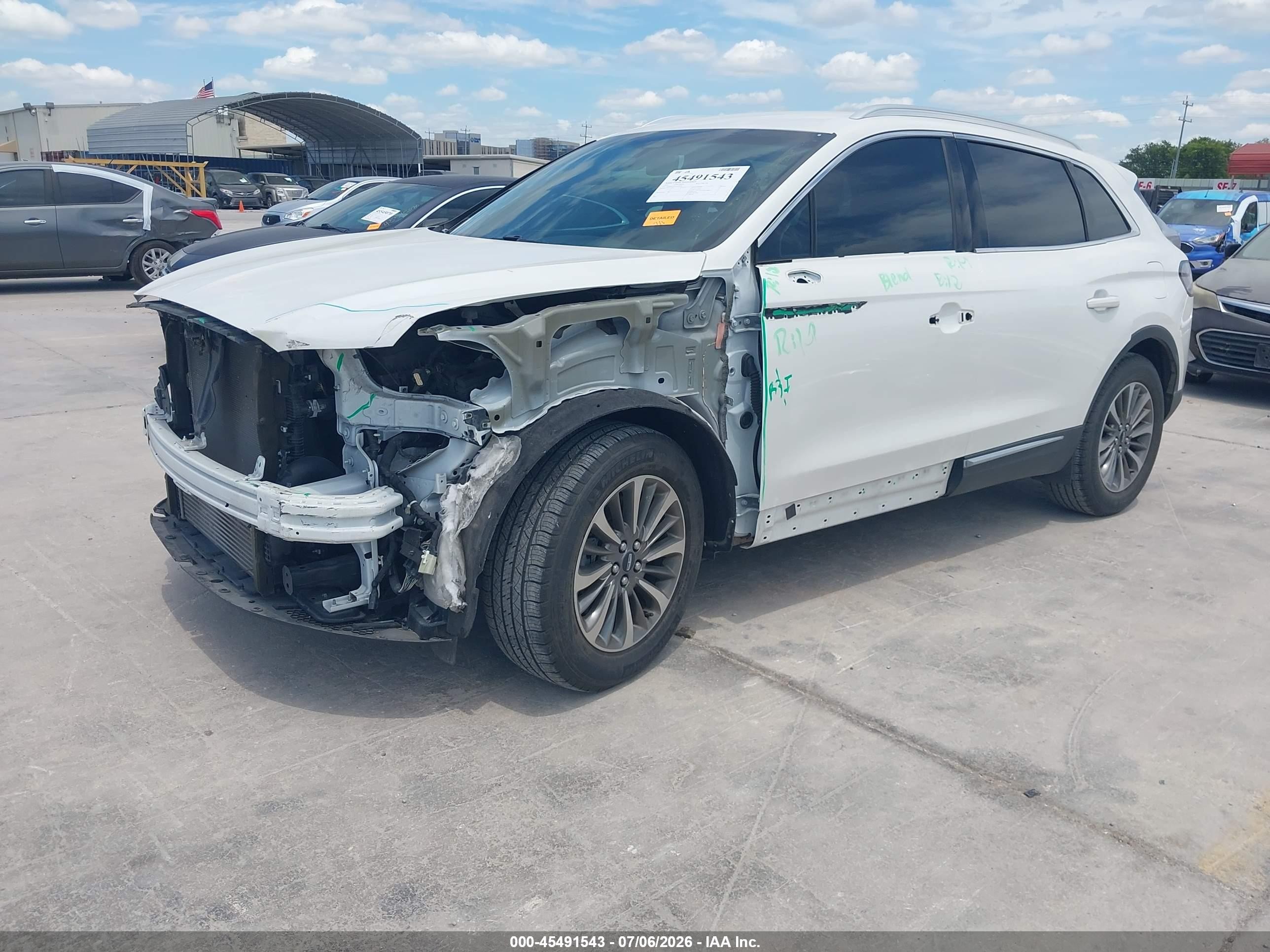 2020 Lincoln Nautilus VIN 2LMPJ6J9XLBL04600 IAAI salvage auction — Front End, Original (Texas), sold $5,500 on 2026-09-06 (photo 2)