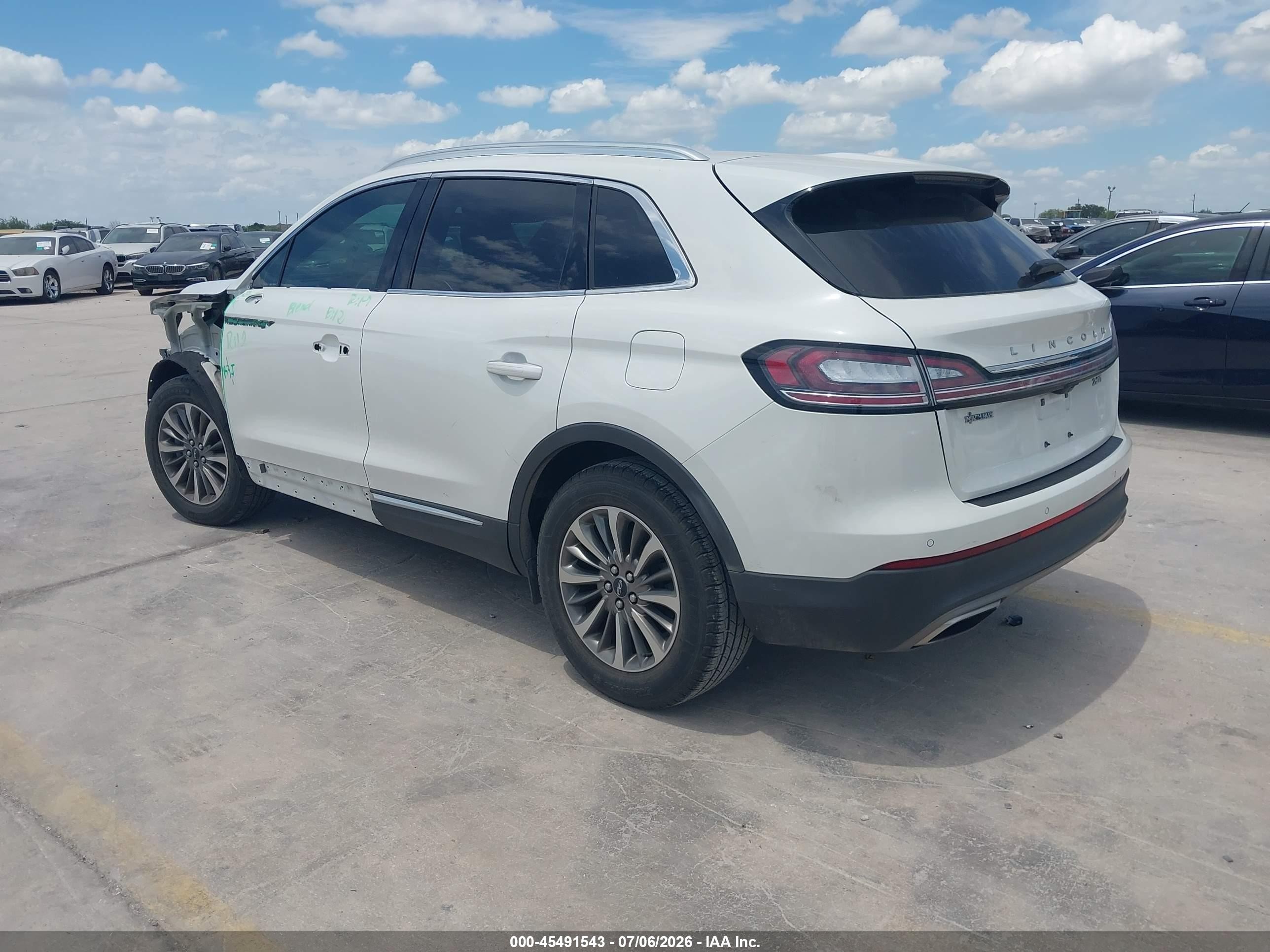 2020 Lincoln Nautilus VIN 2LMPJ6J9XLBL04600 IAAI salvage auction — Front End, Original (Texas), sold $5,500 on 2026-09-06 (photo 3)