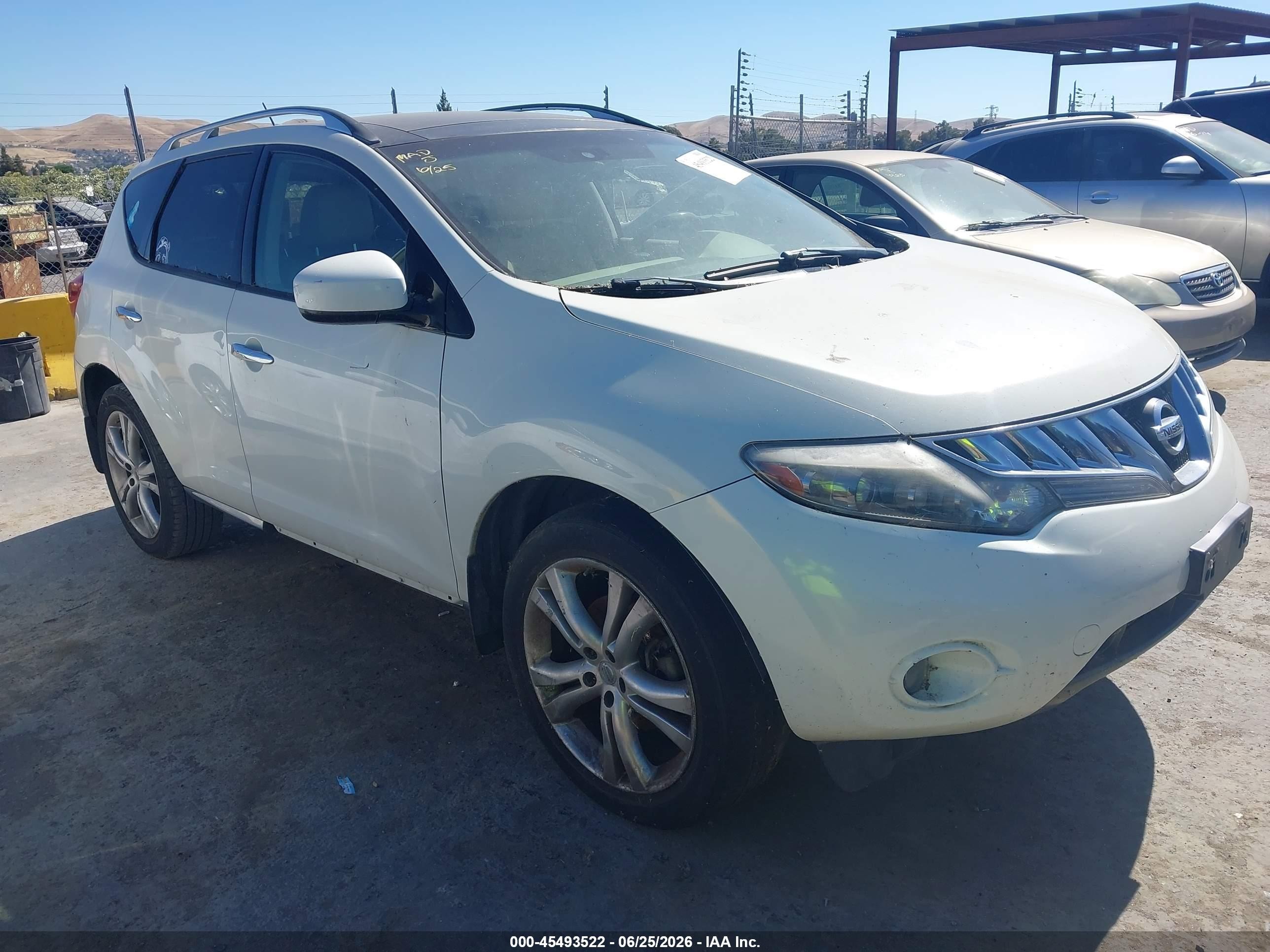 2009 Nissan Murano VIN JN8AZ18W89W142183 IAAI salvage auction — Normal Wear, Clear - Dealer Only (California), sold $875 on 2026-07-08 (photo 1)