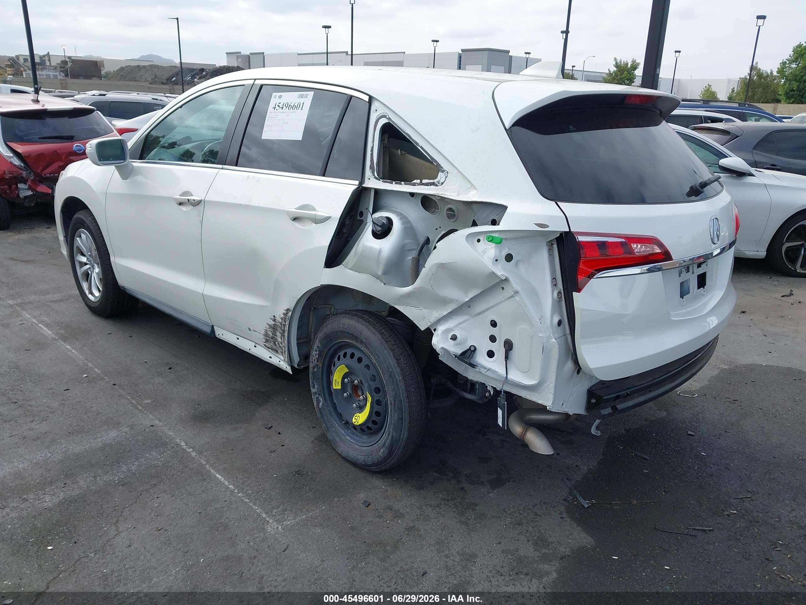 2017 Acura RDX VIN 5J8TB3H51HL016924 IAAI salvage auction — Rear End, Salvage Certificate (California), sold $2,850 on 2026-07-12 (photo 3)