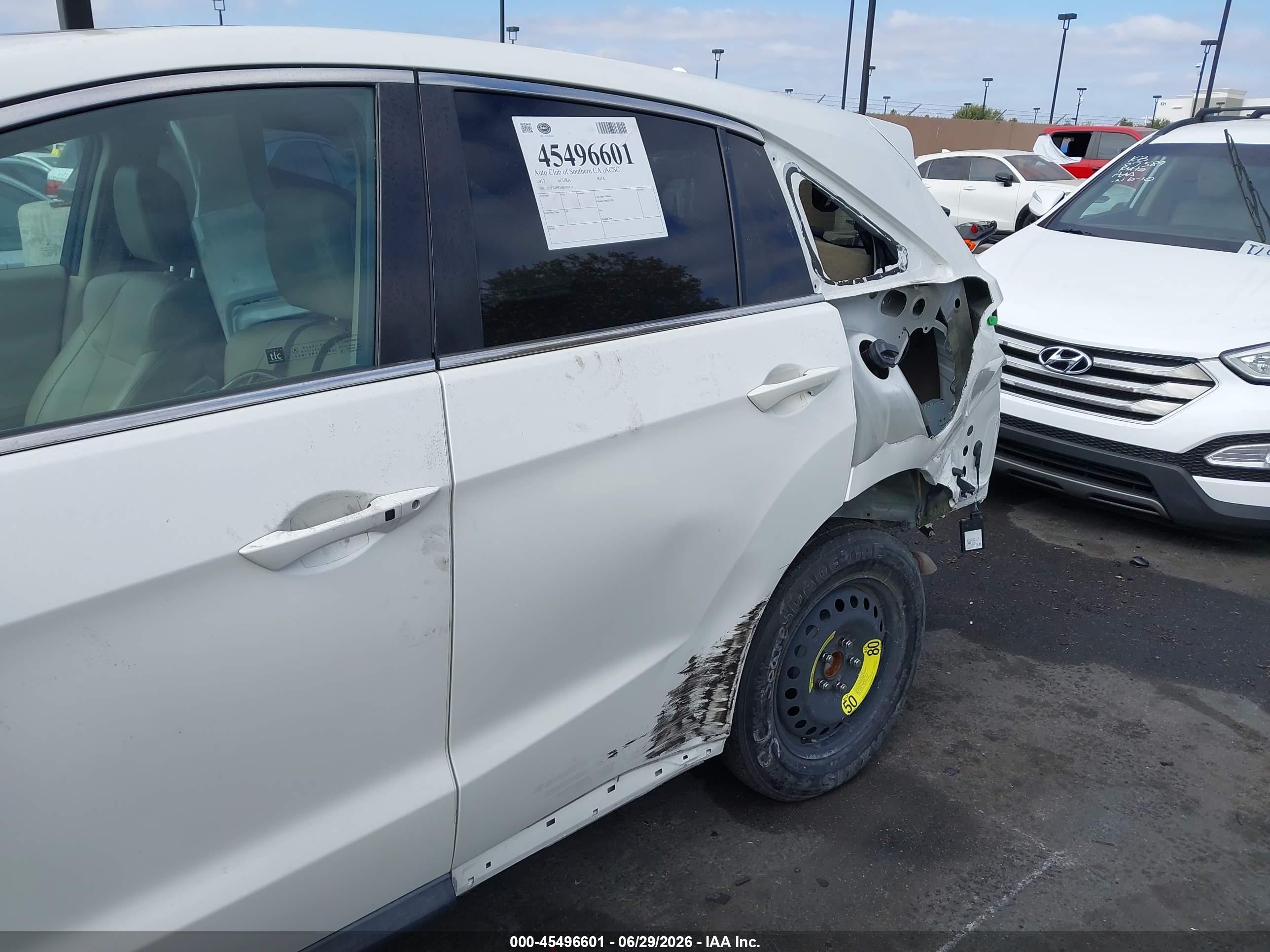 2017 Acura RDX VIN 5J8TB3H51HL016924 IAAI salvage auction — Rear End, Salvage Certificate (California), sold $2,850 on 2026-07-12 (photo 6)