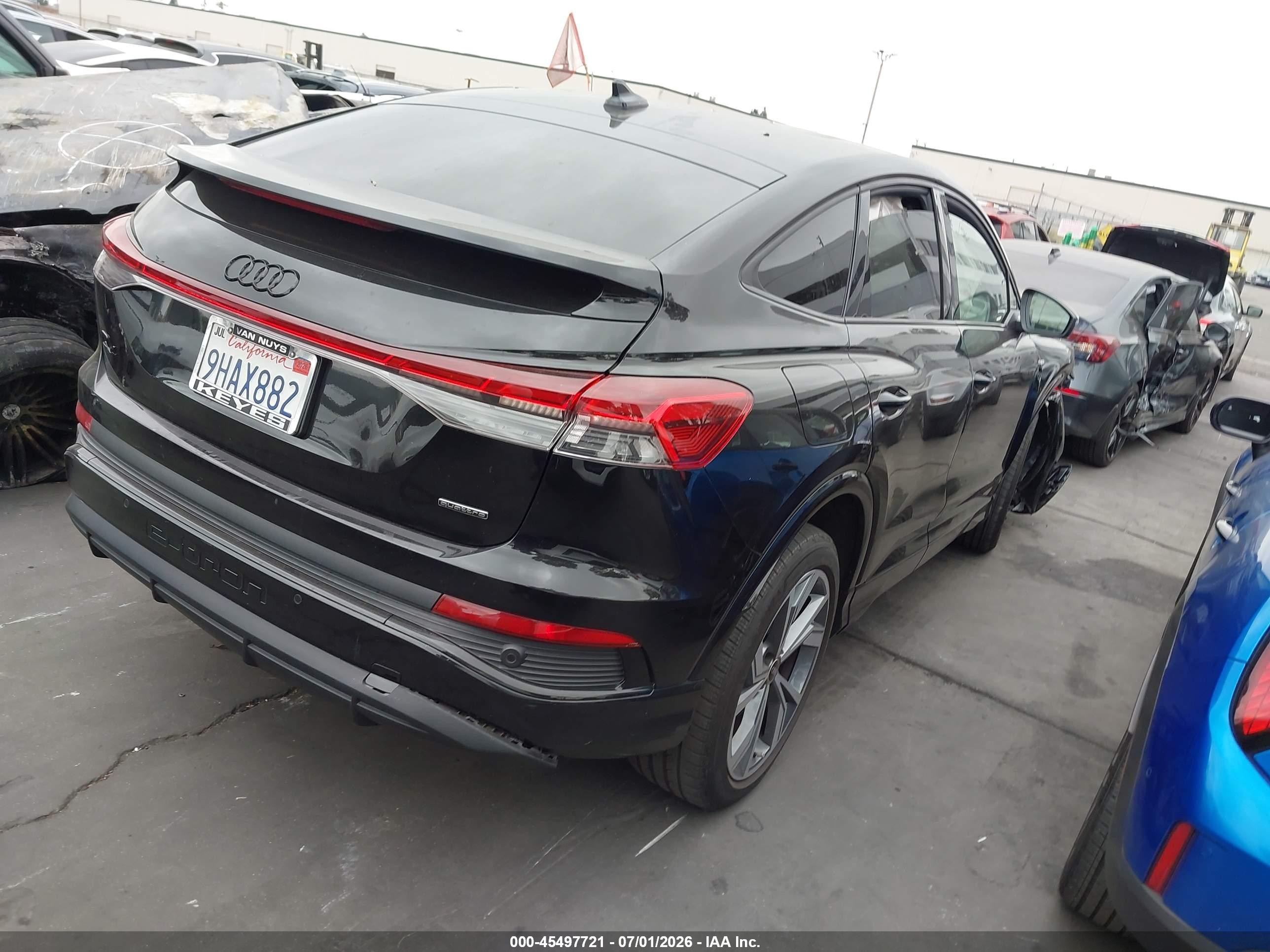 2023 Audi Q4 sportback e-tron VIN WA122BFZ0PP060490 IAAI salvage auction — Front End, Salvage Certificate (California), sold $7,400 on 2026-09-07 (photo 4)