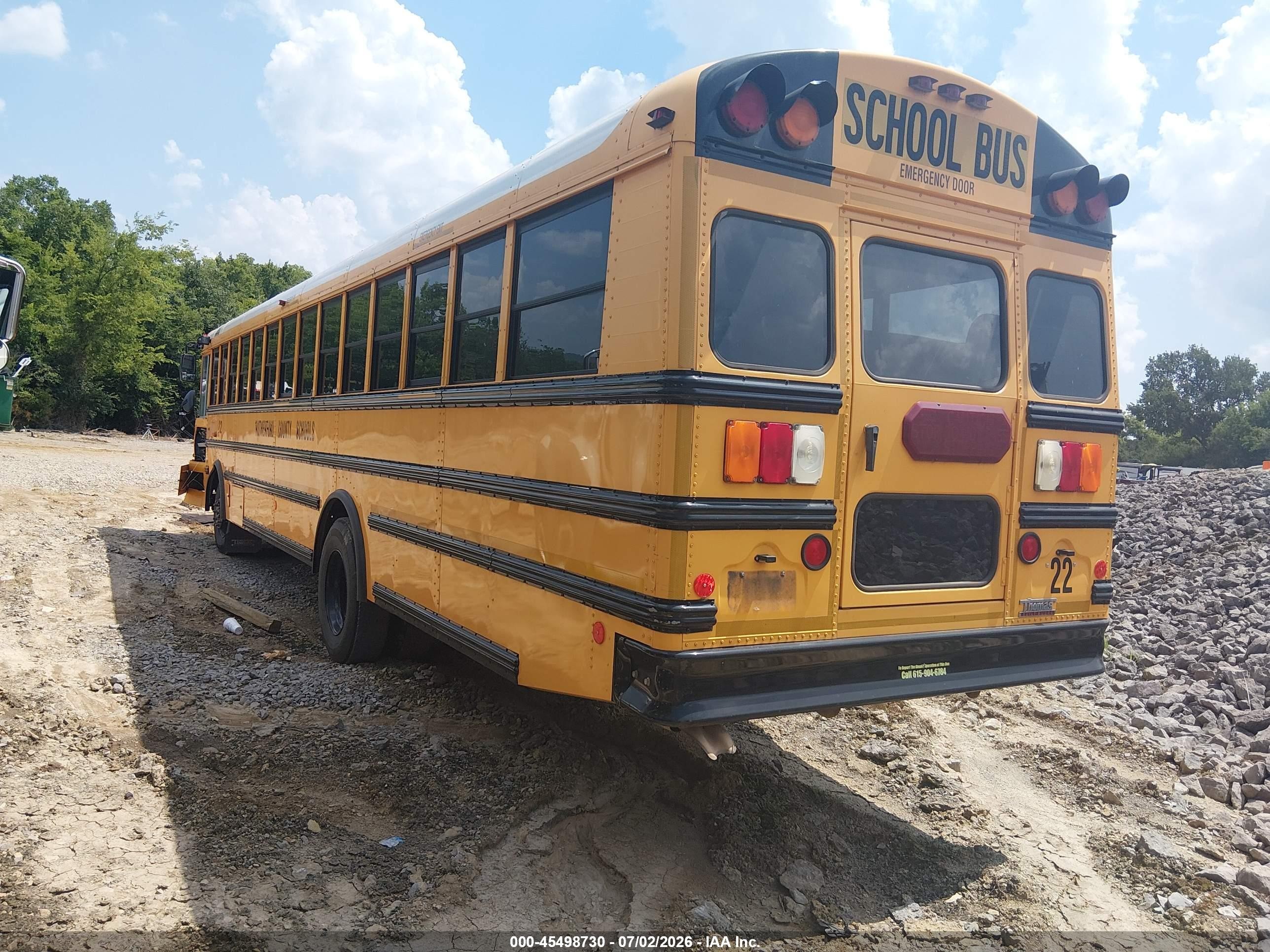 2015 Thomas School Bus VIN 1T88U9E25F1276648 IAAI salvage auction — Front End, Salvage (Tennessee), sold $1,200 on 2026-09-09 (photo 3)