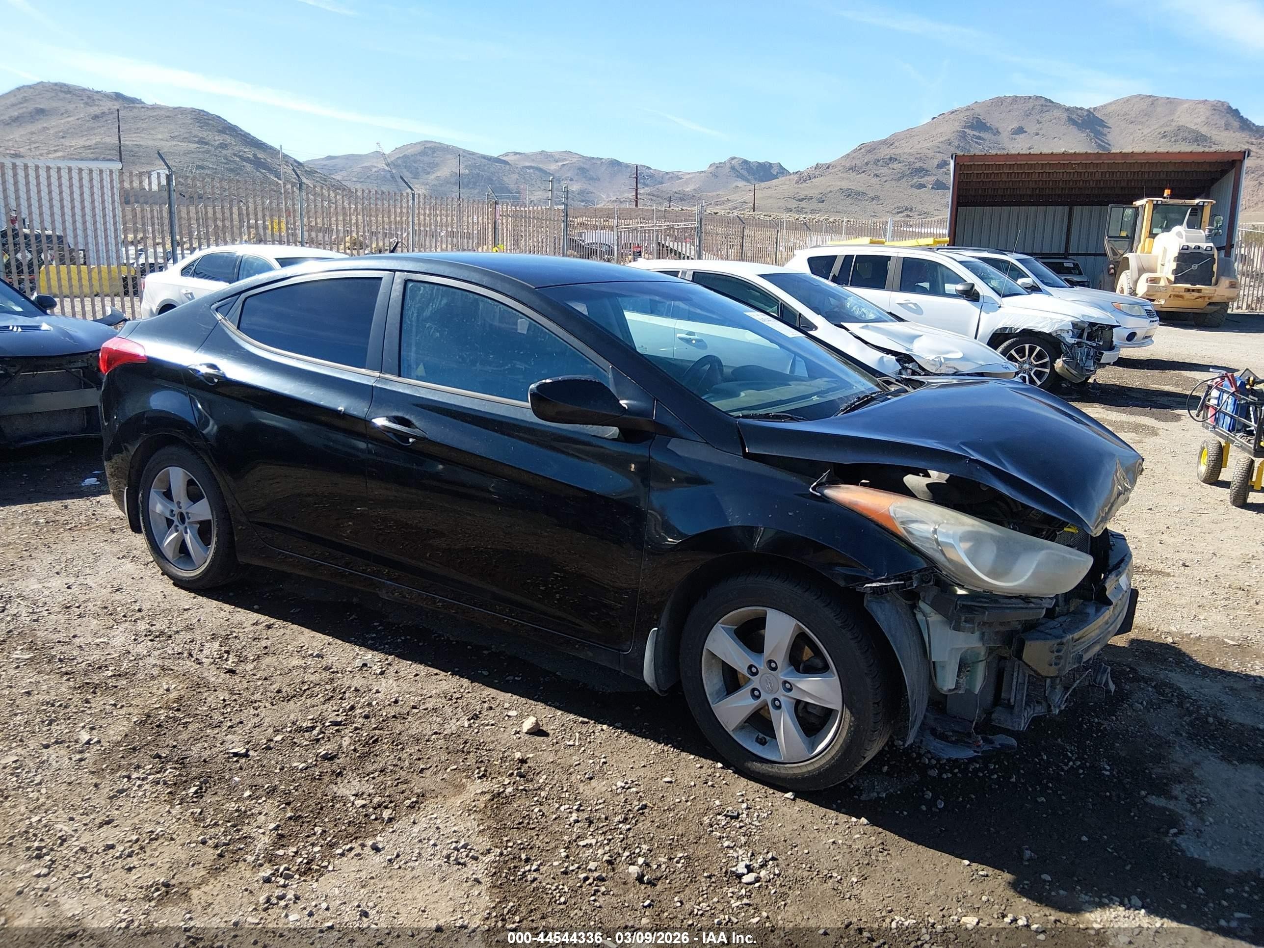 2013 Hyundai Elantra VIN KMHDH4AE3DU545342 IAAI salvage auction — Front End, Salvage (Nevada), sold $350 on 2026-07-10 (photo 1)