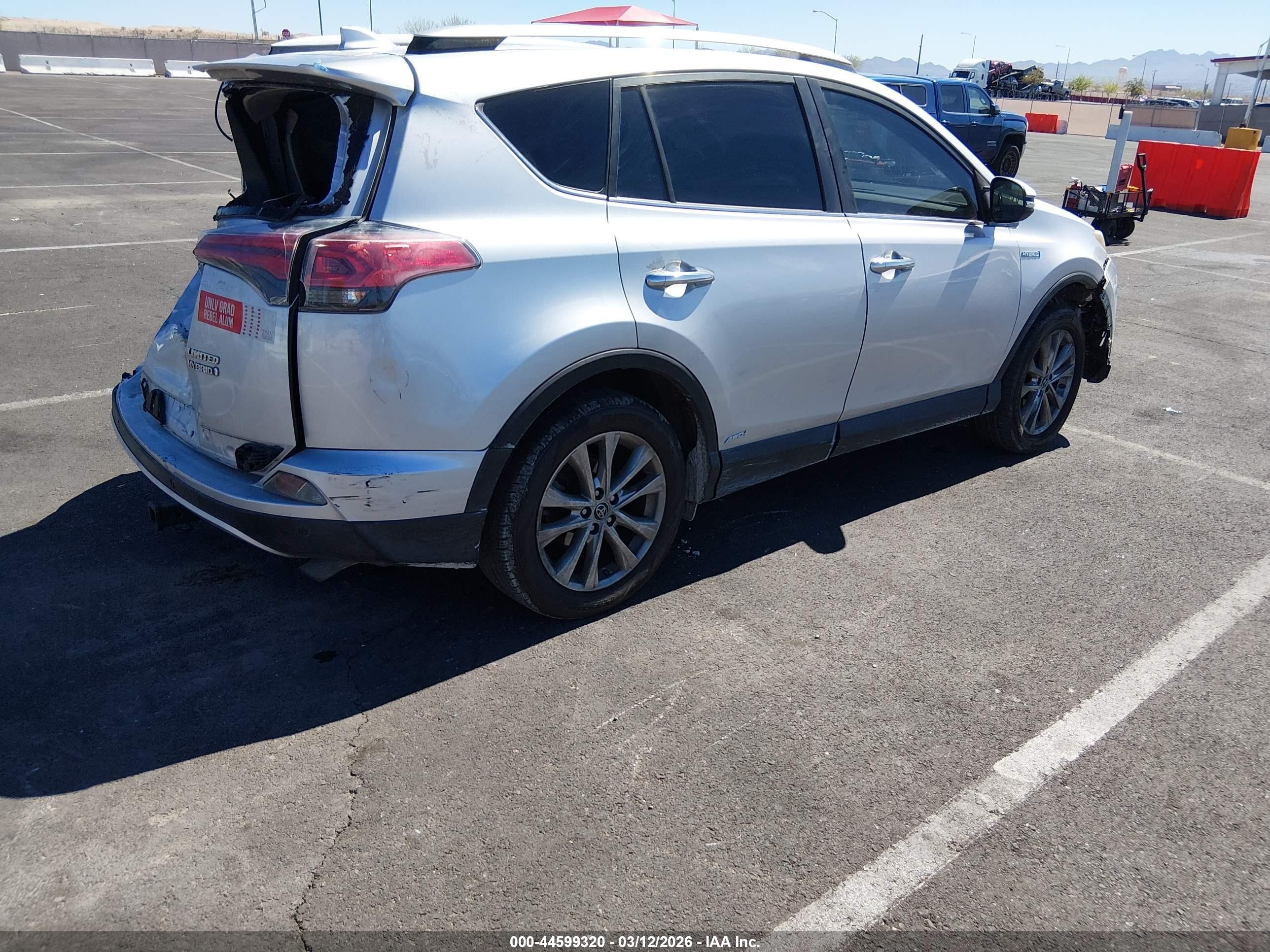 2016 Toyota RAV4 Hybrid VIN JTMDJREV6GD010848 IAAI salvage auction — Rear End, Salvage (Nevada), sold $2,550 on 2026-07-01 (photo 4)