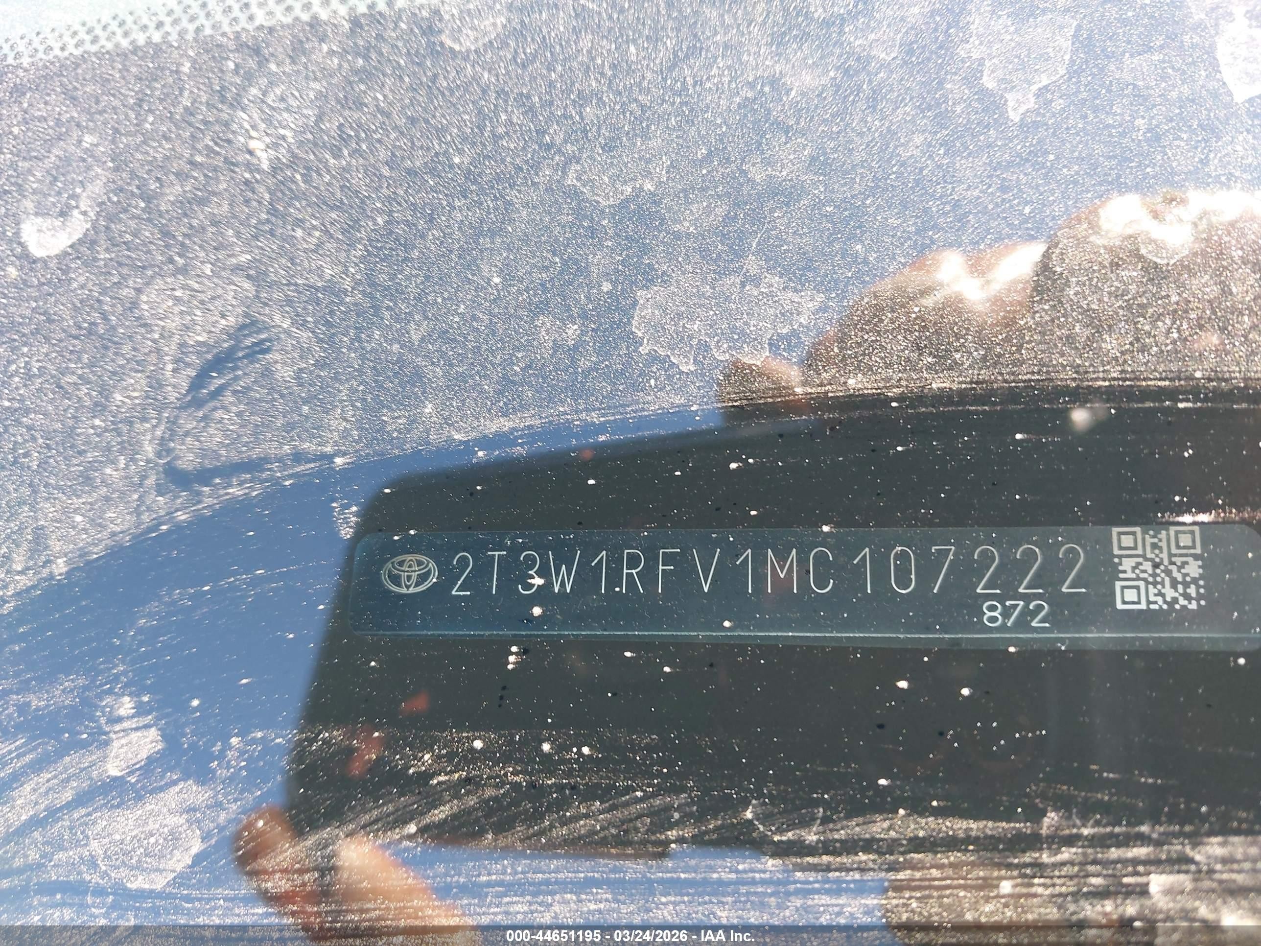 2021 Toyota RAV4 VIN 2T3W1RFV1MC107222 IAAI salvage auction — Front End, Rebuildable (Florida), sold $8,300 on 2026-07-10 (photo 9)