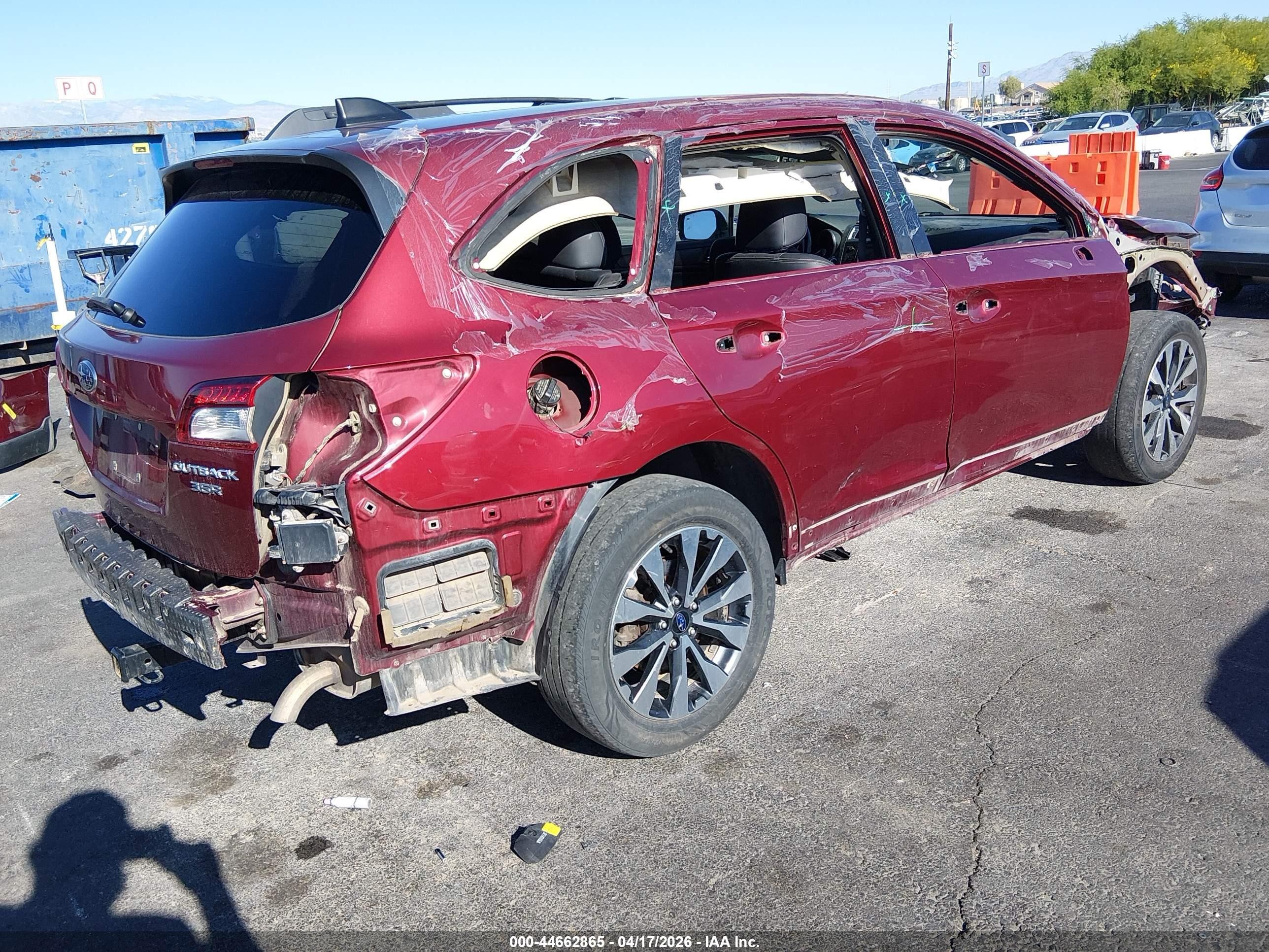 2017 Subaru Outback VIN 4S4BSENC6H3332887 IAAI salvage auction — All Over, Salvage (Nevada), sold $1,550 on 2026-07-10 (photo 4)