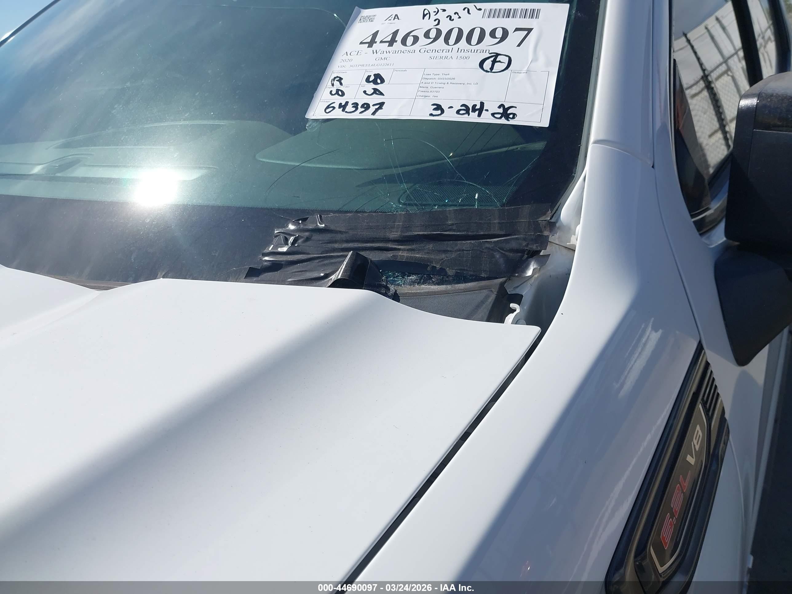 2020 GMC Sierra 1500 VIN 3GTP9EEL6LG122611 IAAI salvage auction — Theft, Clear - Dealer Only (California), sold $27,750 on 2026-08-31 (photo 6)