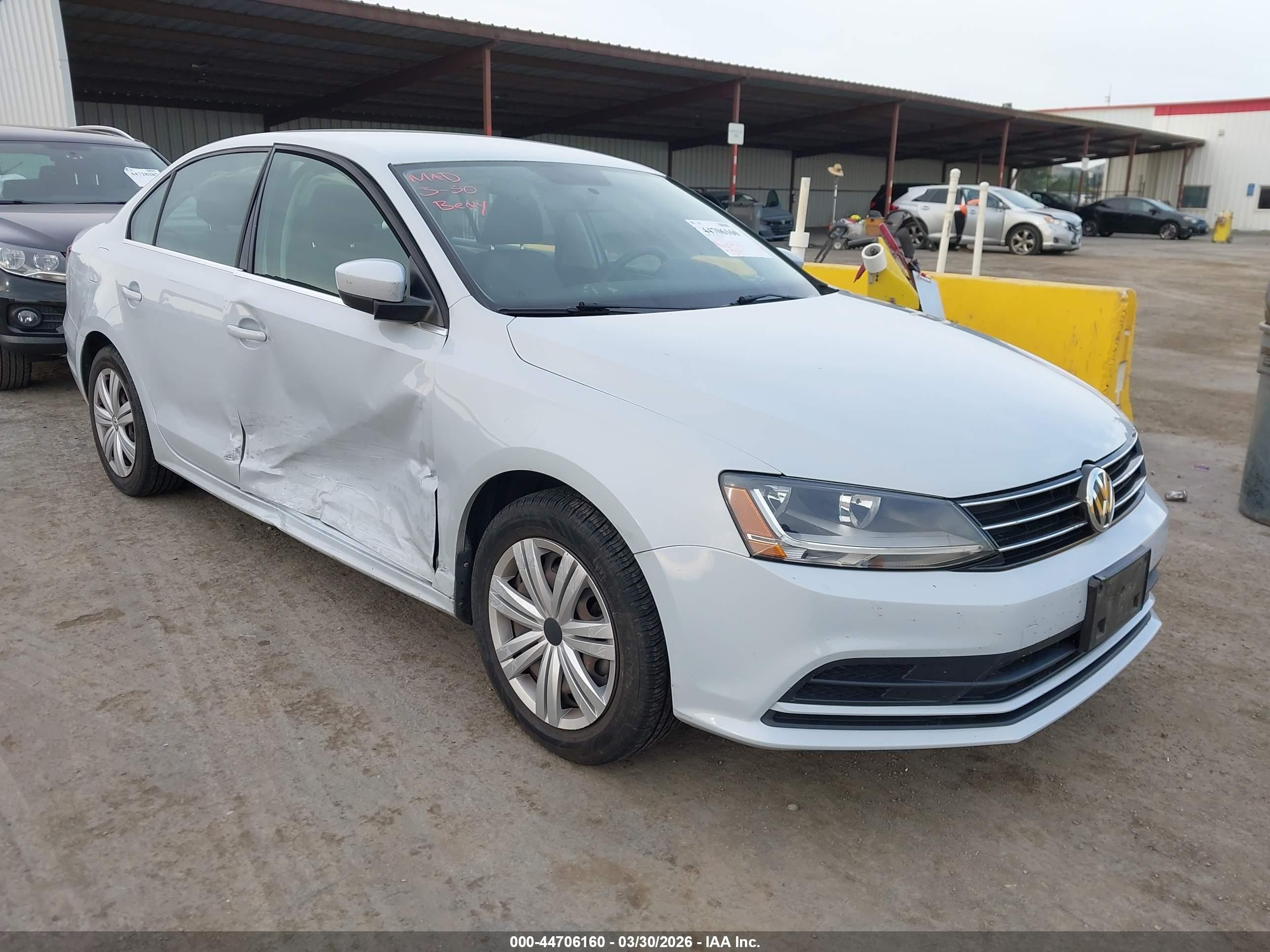 2017 Volkswagen Jetta VIN 3VW2B7AJ6HM406745 IAAI salvage auction — Side, Salvage (California), sold $3,700 on 2026-07-09 (photo 1)