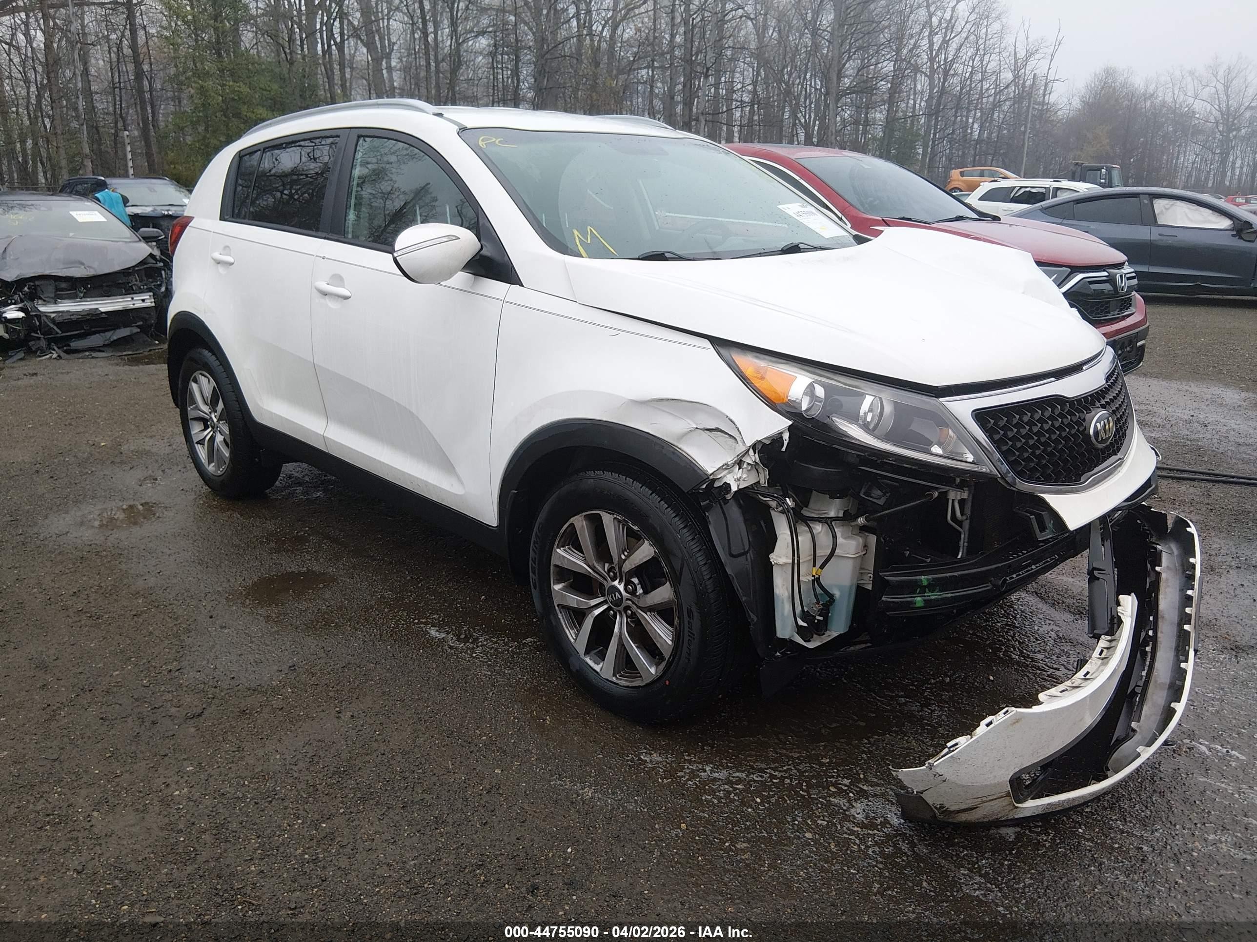 2015 Kia Sportage VIN KNDPB3AC0F7748525 IAAI salvage auction — Front End, Salvage - Greater Than 75% (Maryland), sold $1,650 on 2026-07-11 (photo 1)