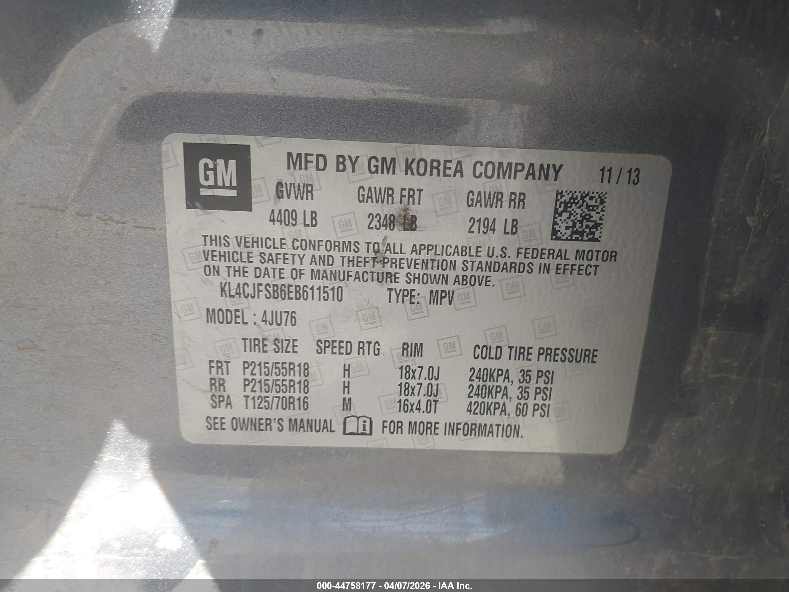 2014 Buick Encore VIN KL4CJFSB6EB611510 IAAI salvage auction — Side, Salvage (Utah), sold $400 on 2026-07-02 (photo 9)