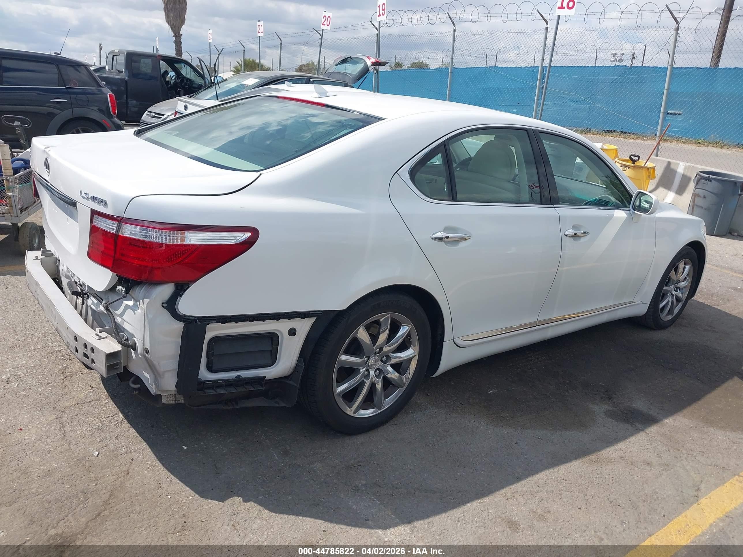 2008 Lexus Ls VIN JTHBL46FX85072467 IAAI salvage auction — Rear End, Salvage (California), sold $5,400 on 2026-05-20 (photo 4)