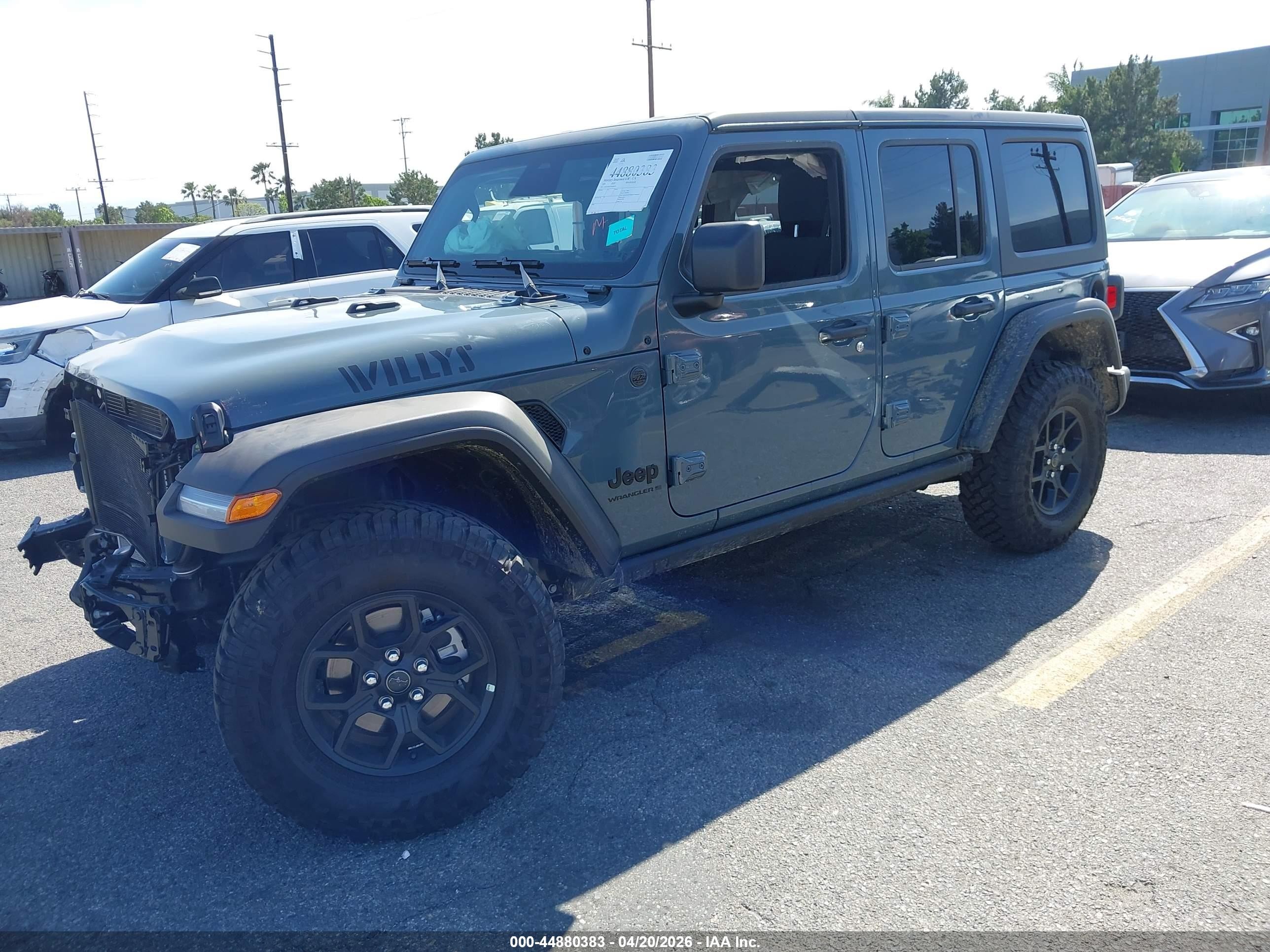 2026 Jeep Wrangler VIN 1C4PJXDN5TW166722 IAAI salvage auction — Front End, Salvage (California), sold $16,550 on 2026-06-29 (photo 2)