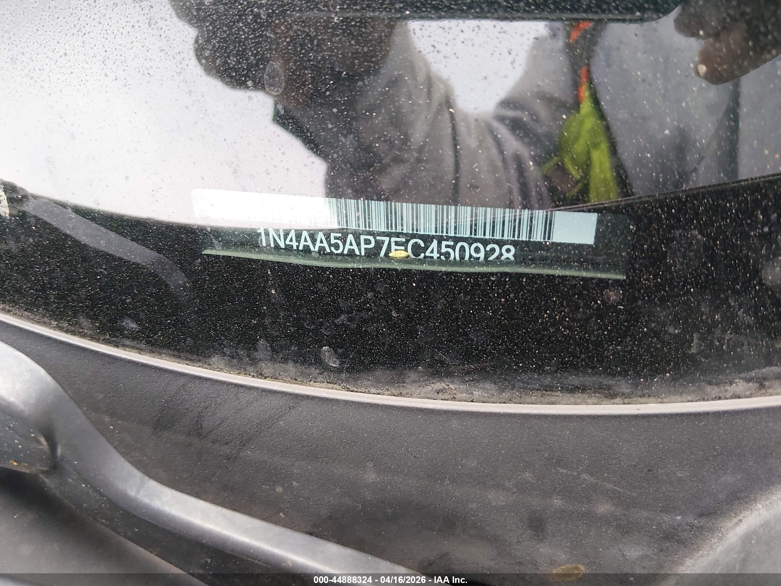 2014 Nissan Maxima VIN 1N4AA5AP7EC450928 IAAI salvage auction — Front End, Salvage (California), sold $450 on 2026-07-07 (photo 9)