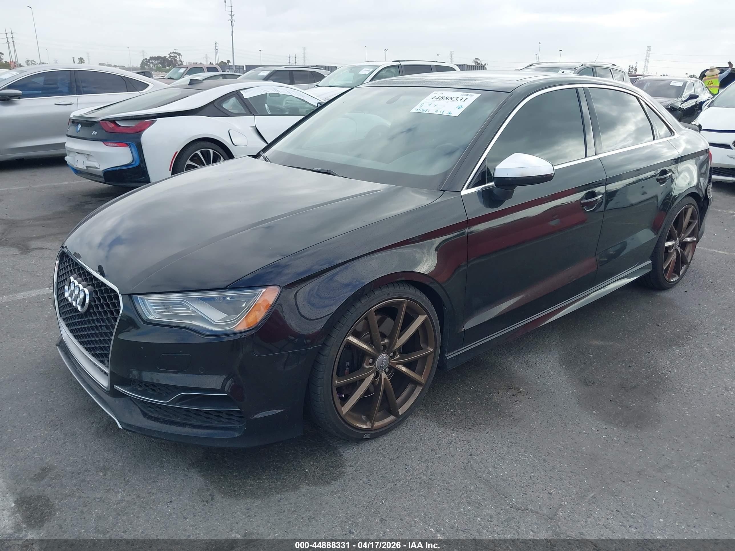 2015 Audi S3 VIN WAUBFGFF1F1074314 IAAI salvage auction — Front & Rear, Salvage (California), sold $3,550 on 2026-09-26 (photo 2)