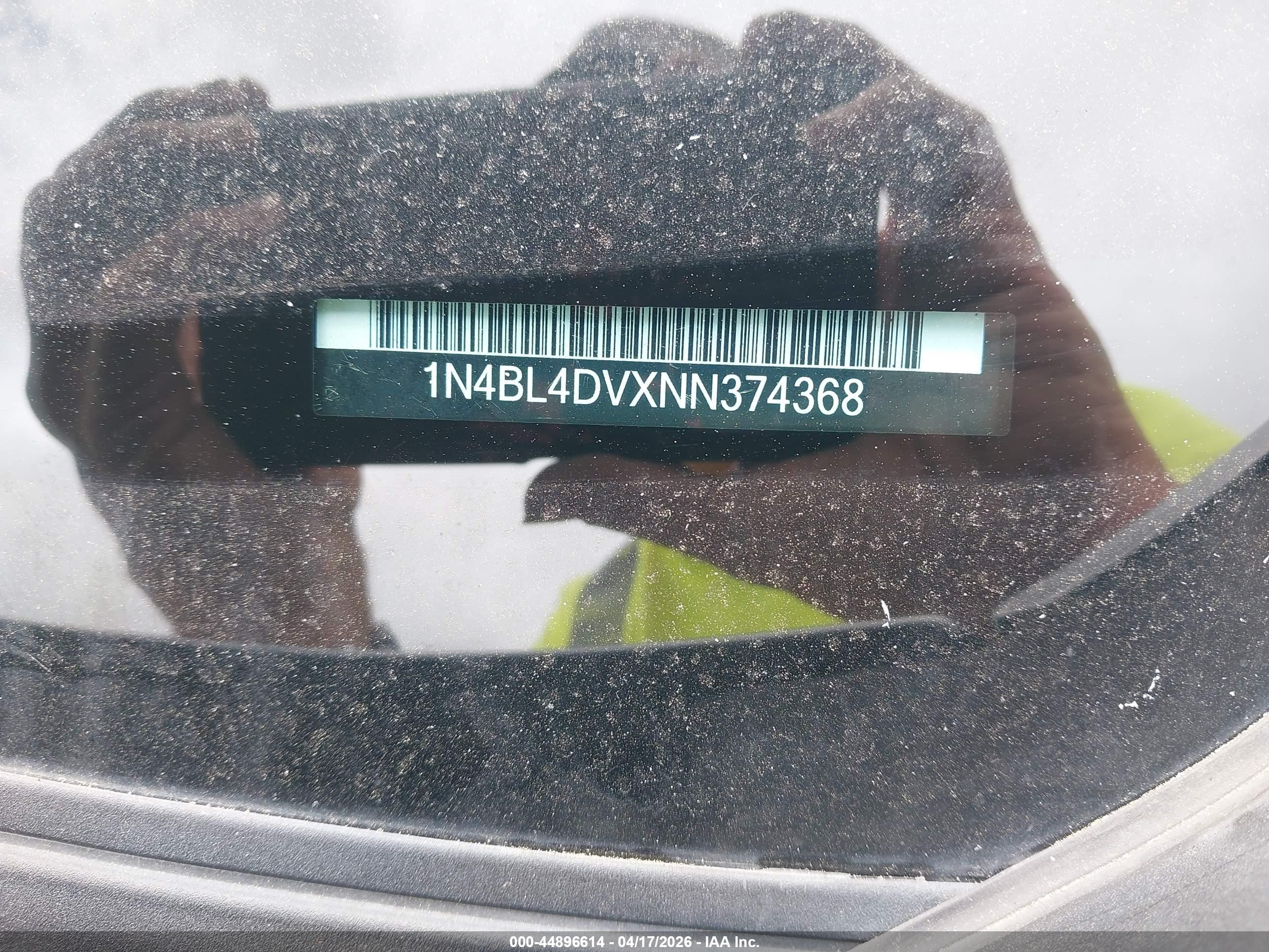 2022 Nissan Altima VIN 1N4BL4DVXNN374368 IAAI salvage auction — Rear End, Original (Texas), sold $5,800 on 2026-07-06 (photo 9)