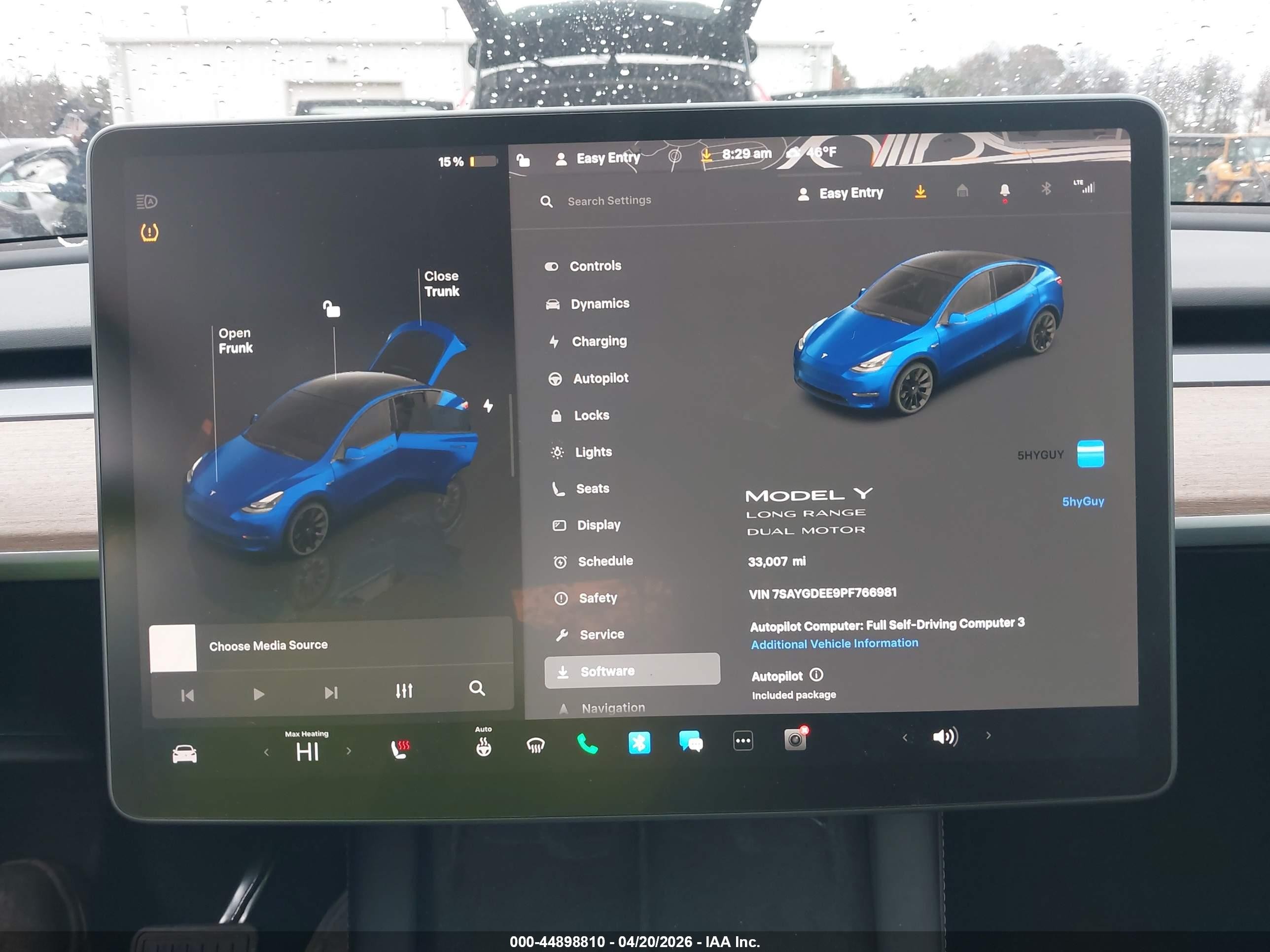 2023 Tesla Model Y VIN 7SAYGDEE9PF766981 IAAI salvage auction — Side, Mv-907A (New York), sold $12,825 on 2026-06-30 (photo 7)