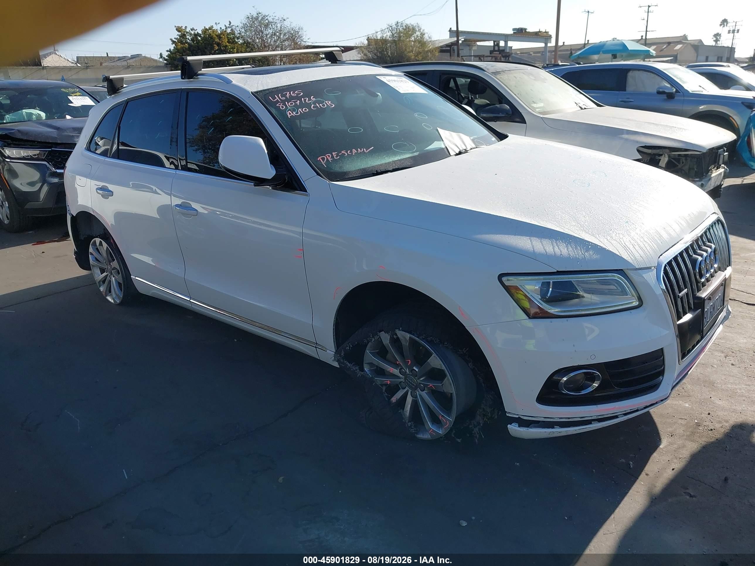 2015 Audi Q5 VIN WA1LFAFP3FA106011 IAAI salvage auction — Side, Salvage Certificate (California), sold $3,350 on 2026-09-13 (photo 1)