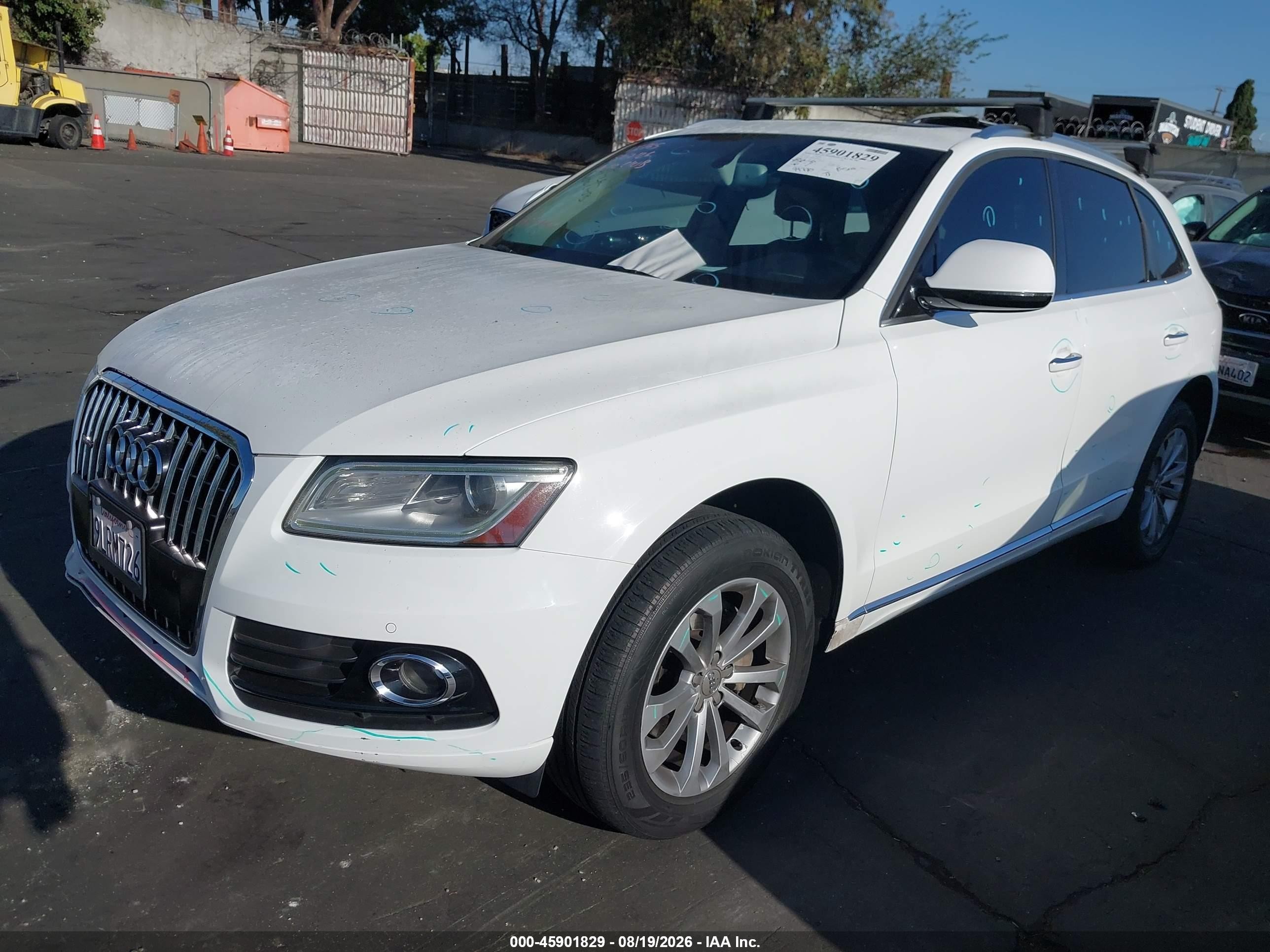 2015 Audi Q5 VIN WA1LFAFP3FA106011 IAAI salvage auction — Side, Salvage Certificate (California), sold $3,350 on 2026-09-13 (photo 2)