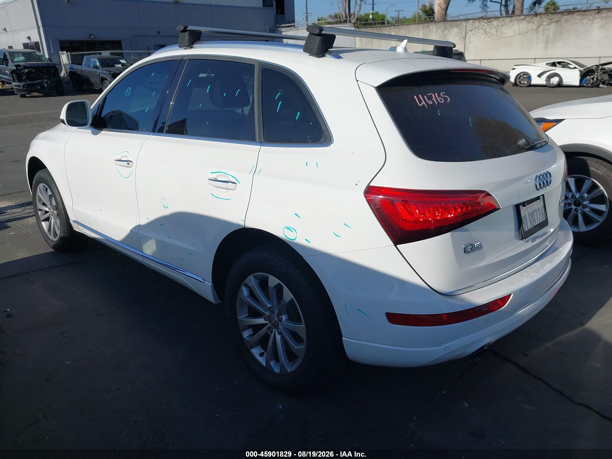 2015 Audi Q5 VIN WA1LFAFP3FA106011 IAAI salvage auction — Side, Salvage Certificate (California), sold $3,350 on 2026-09-13 (photo 3)