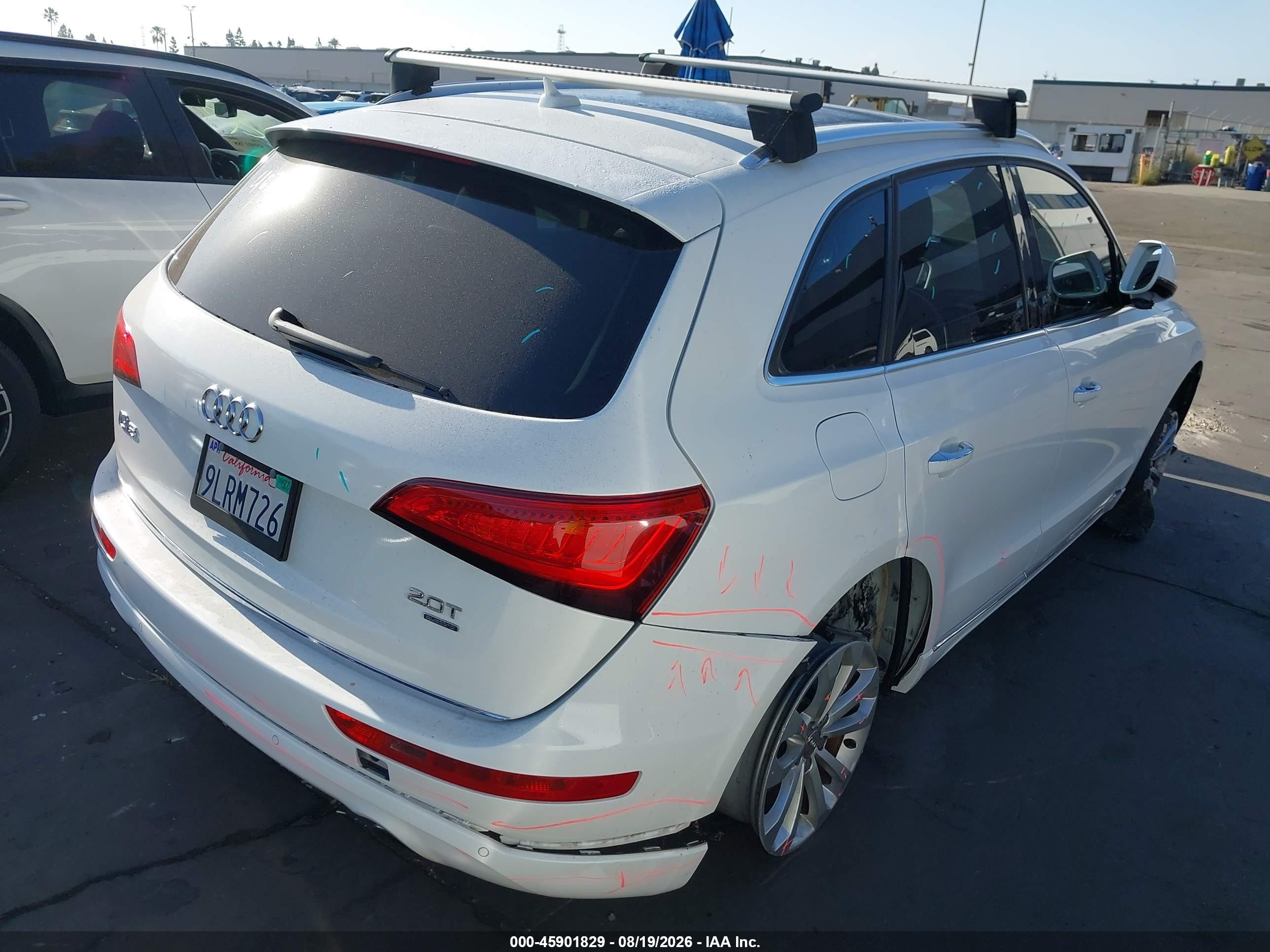 2015 Audi Q5 VIN WA1LFAFP3FA106011 IAAI salvage auction — Side, Salvage Certificate (California), sold $3,350 on 2026-09-13 (photo 4)